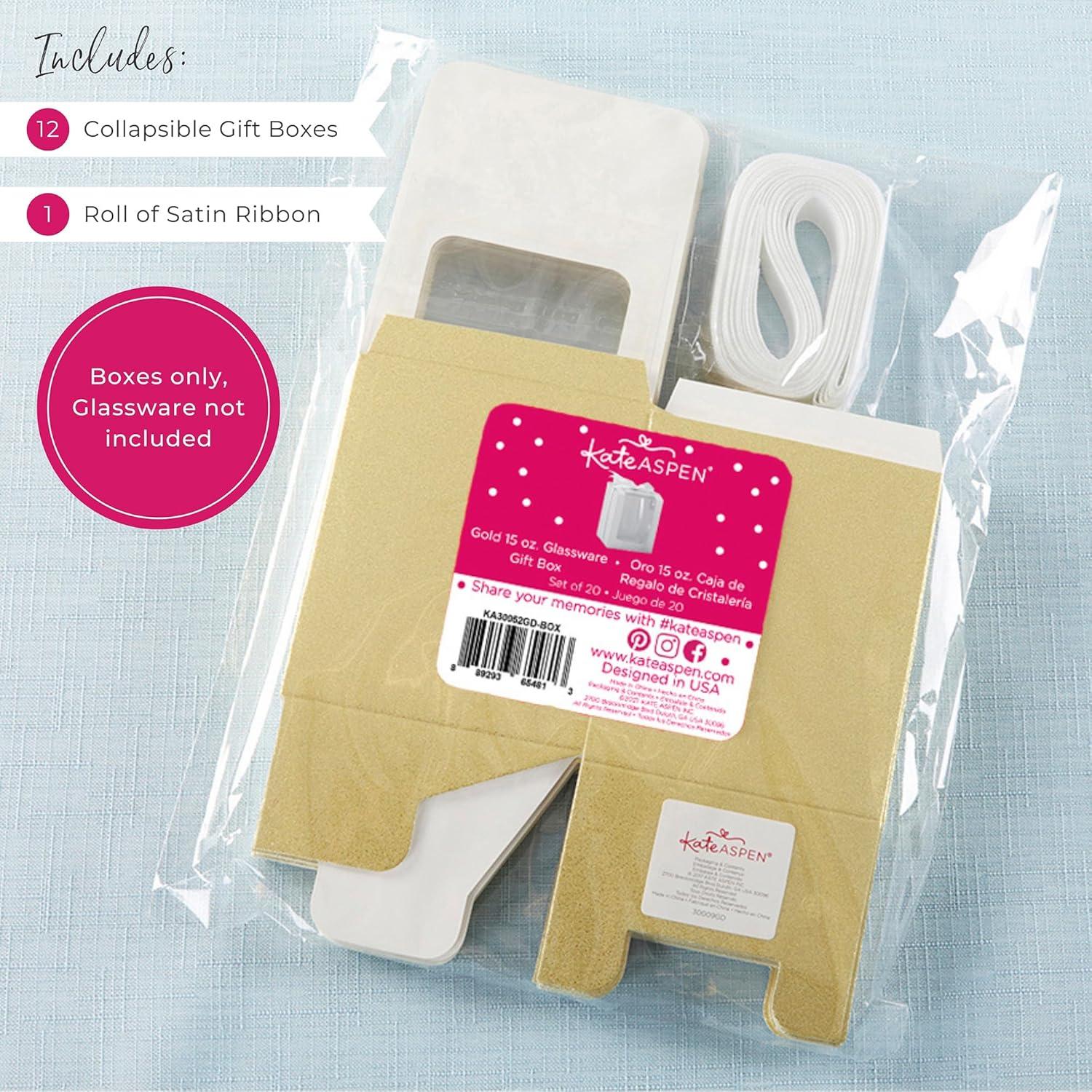 Kate Aspen Gold 9 oz. Glassware Gift Box with Ribbon (Set of 12) | 30009GD-Box