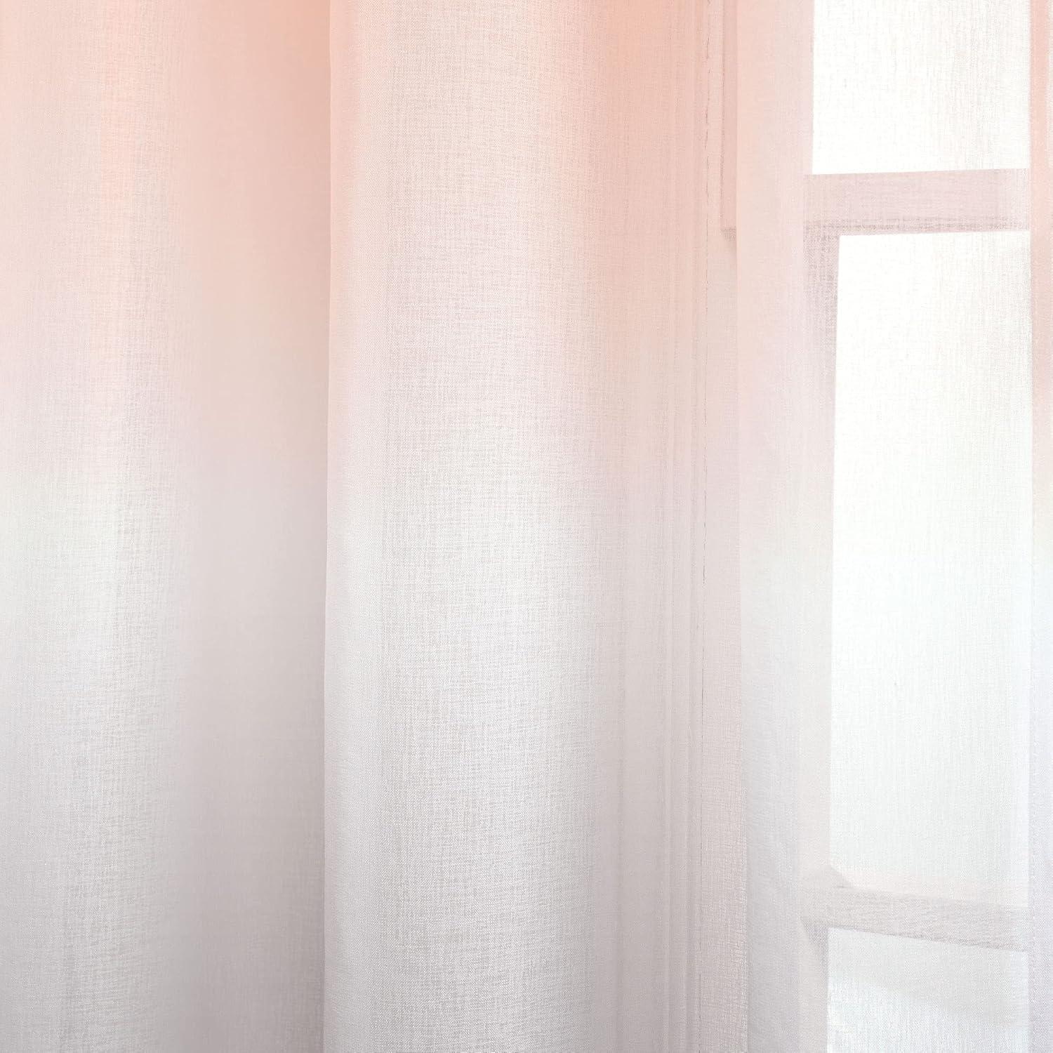 Lush Decor Umbre Fiesta Sheer Window Curtain Panel Pair, 84" Long x 38" Wide, Blush & Gray