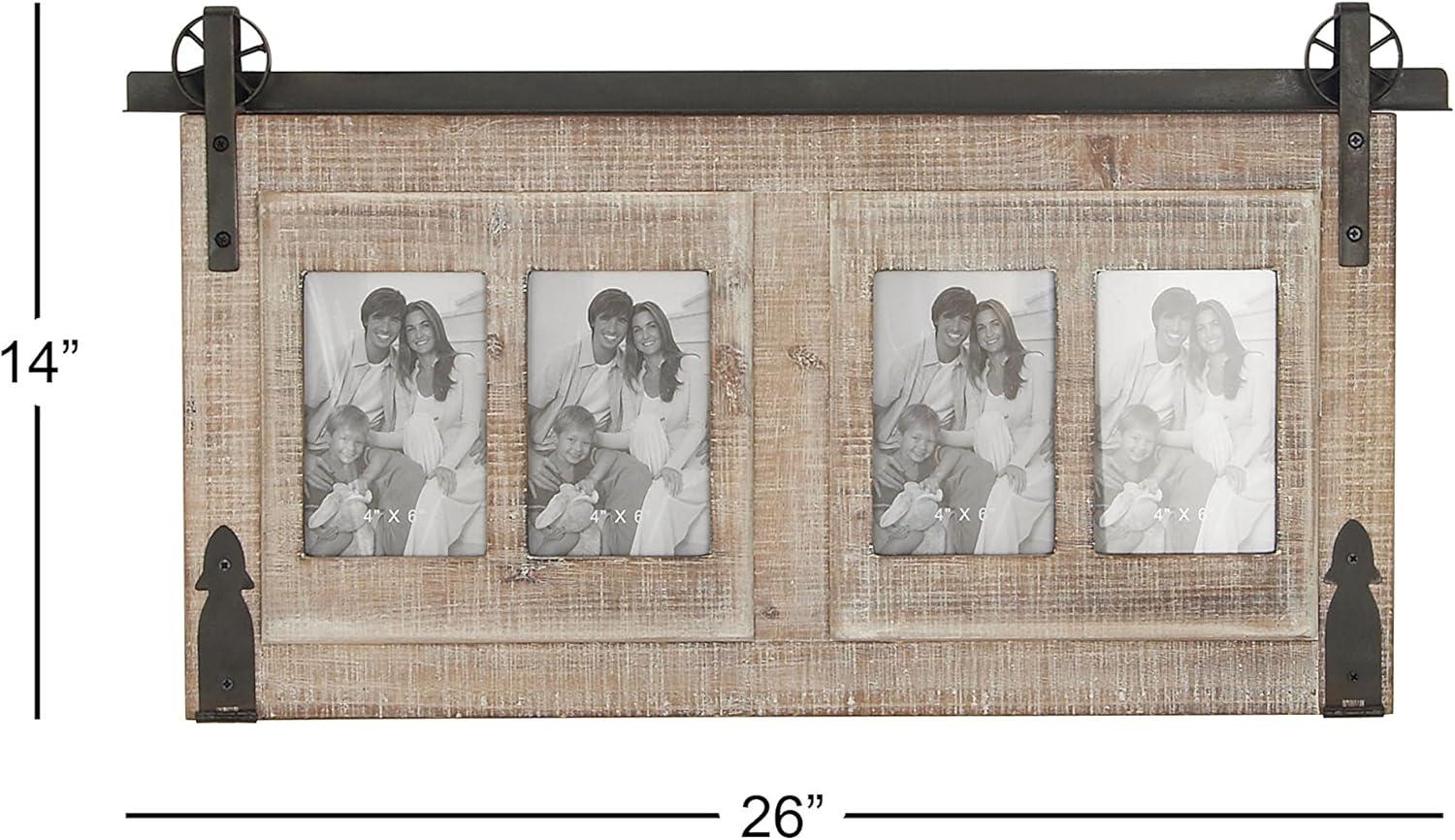 DecMode 4-Opening 4" x 6" Brown Wall Photo Frame with Metal Accent