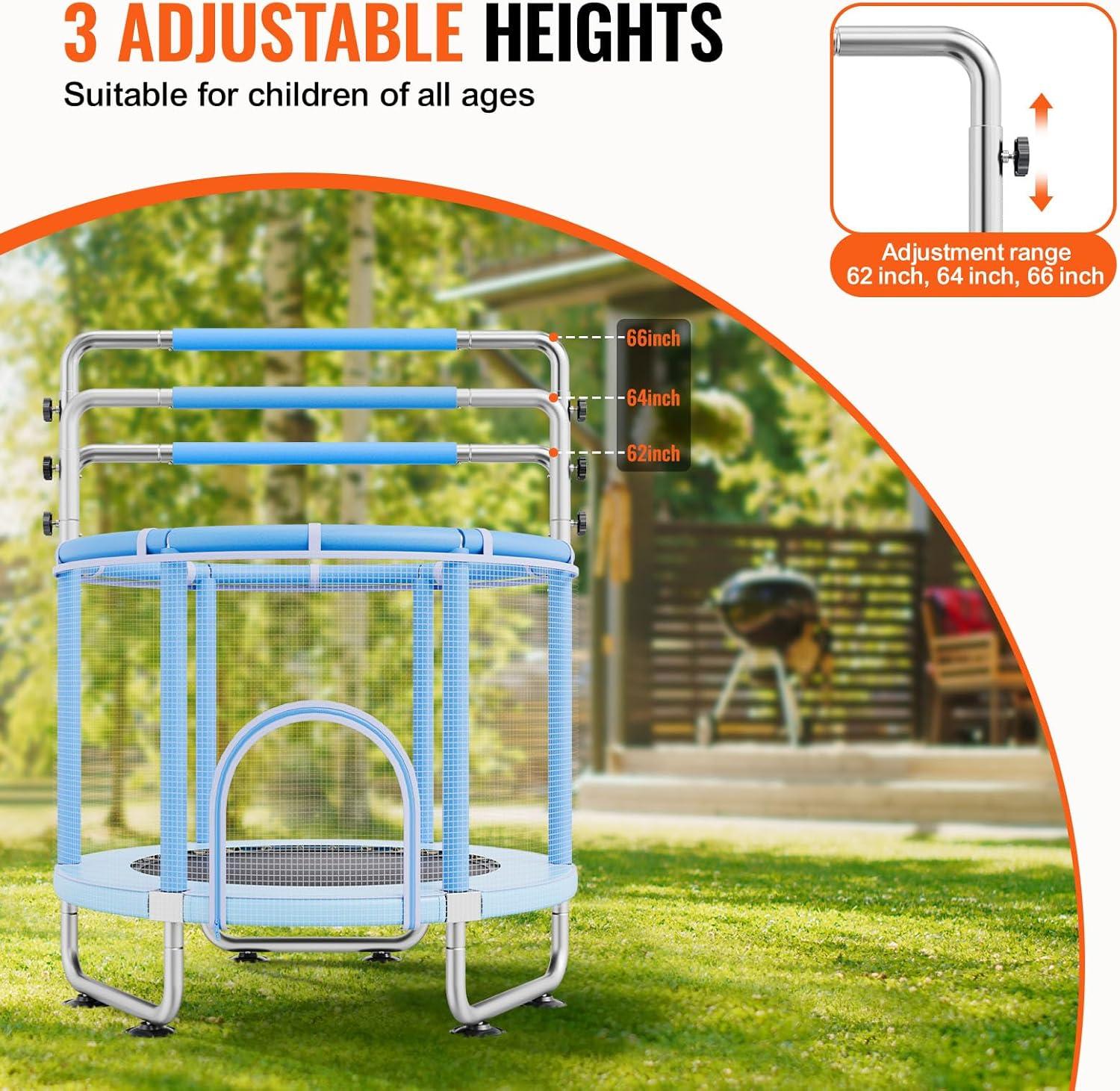 VEVOR 56" Trampoline for Kids Foldable Mini Toddler Trampoline Indoor Outdoor