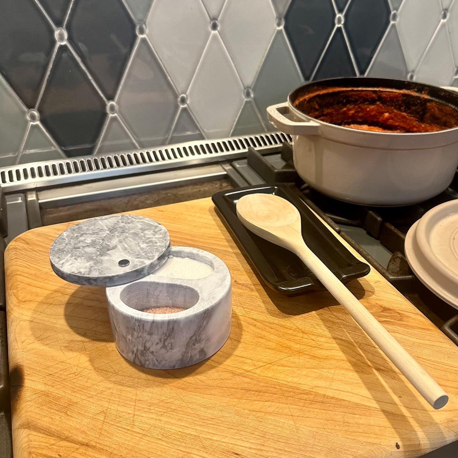 Fox Run Brands Fox Run Marble Double Salt Cellar, Black