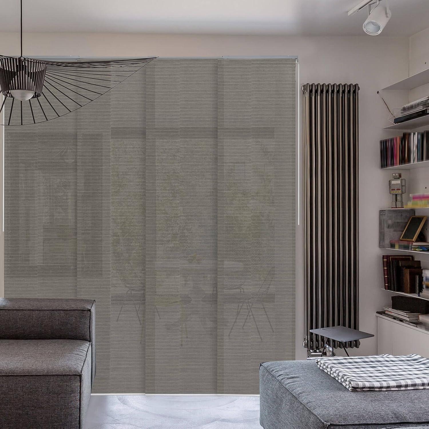 GoDear Design Adjustable Sliding Panel Track Blind 45.8"- 86" W x 96" H, Vertical Blinds, Light Filtering, Peppercorn