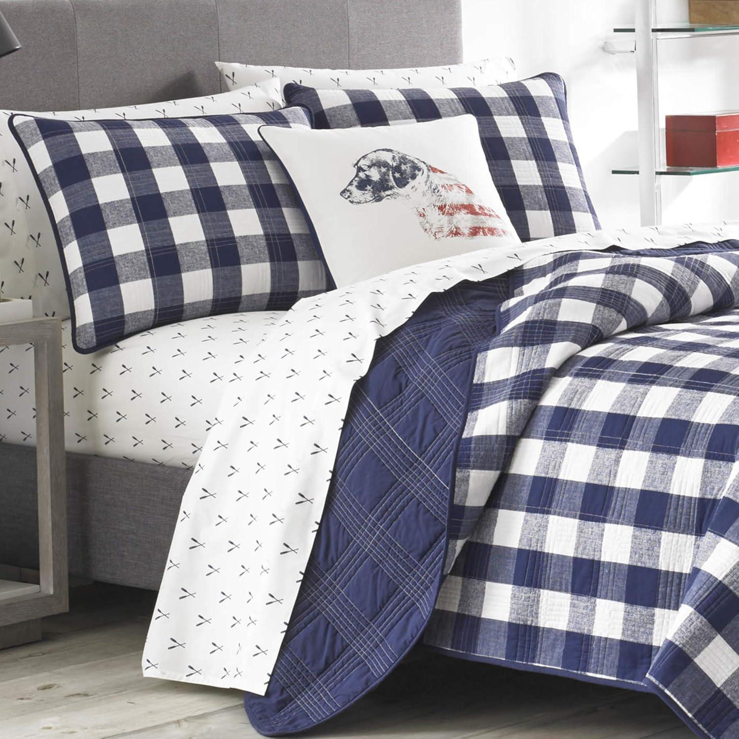 Lake House Plaid Reversible Quilt Set Blue - Eddie Bauer