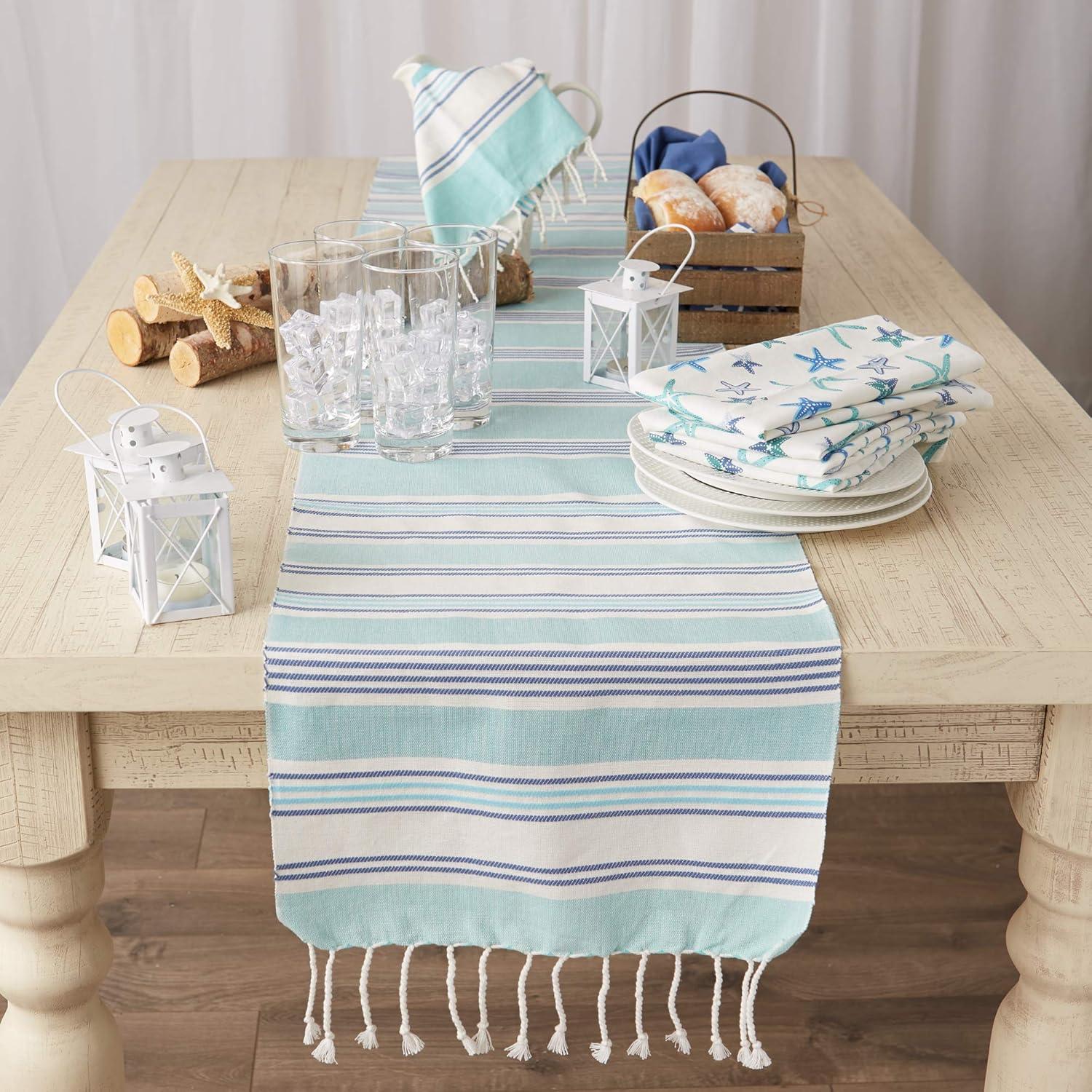 DII Tidal Multi-Color Stripe Fouta Cotton Table Runner 14x72