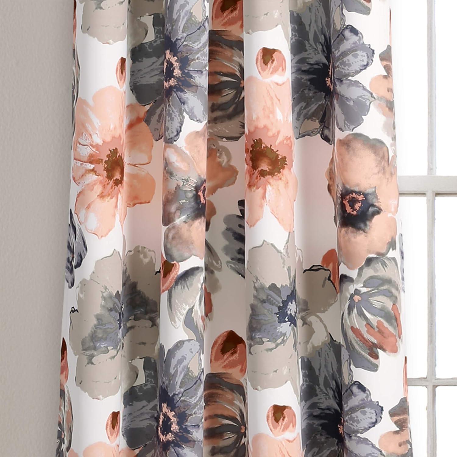 Home Boutique Leah Room Darkening Window Curtains Set - Coral and Gray - 52 x 84