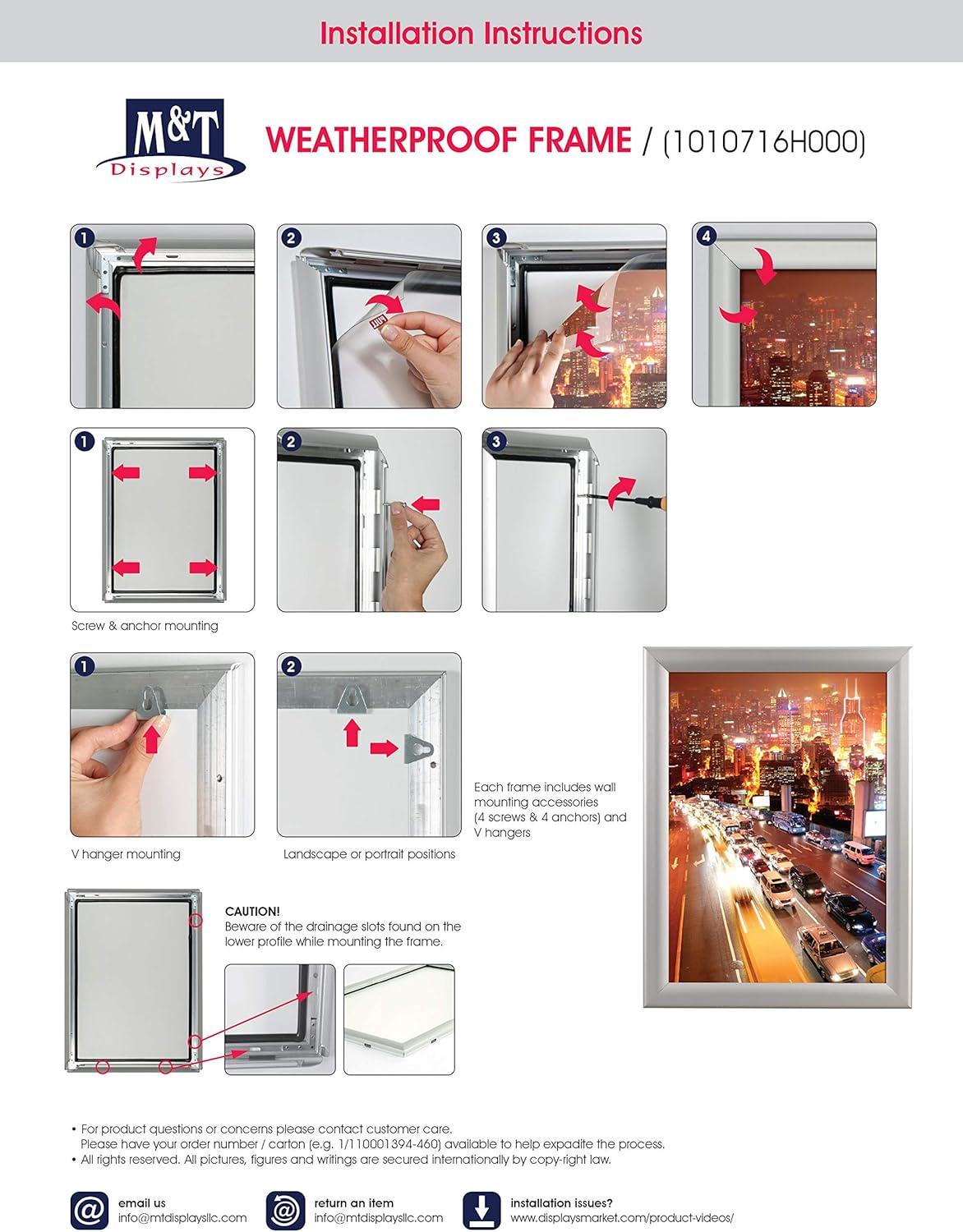 MT Displays Weatherproof Outdoor Snap Poster Frame