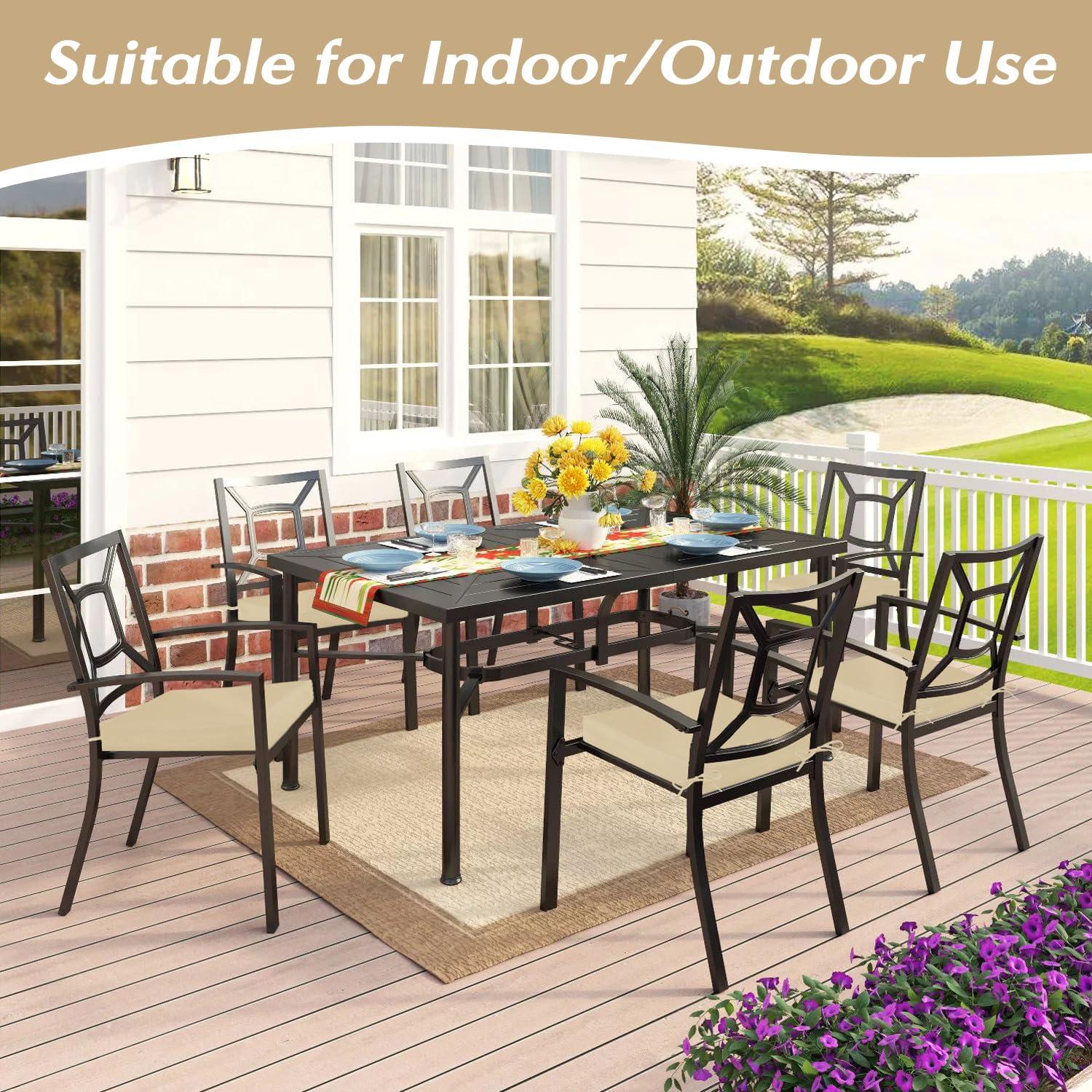 LOVTEX Outdoor Chair Cushions Set of 4, Waterproof Patio Chair Cushions with Ties, 18.5 x 16 x 3 inch, Khaki