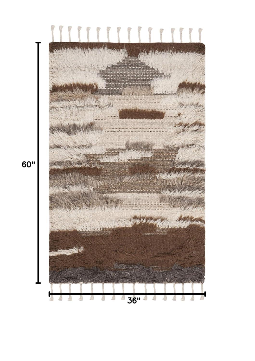 Kenya KNY225 Hand Knotted Accent Rug - Grey/Brown - 3'x5' - Safavieh