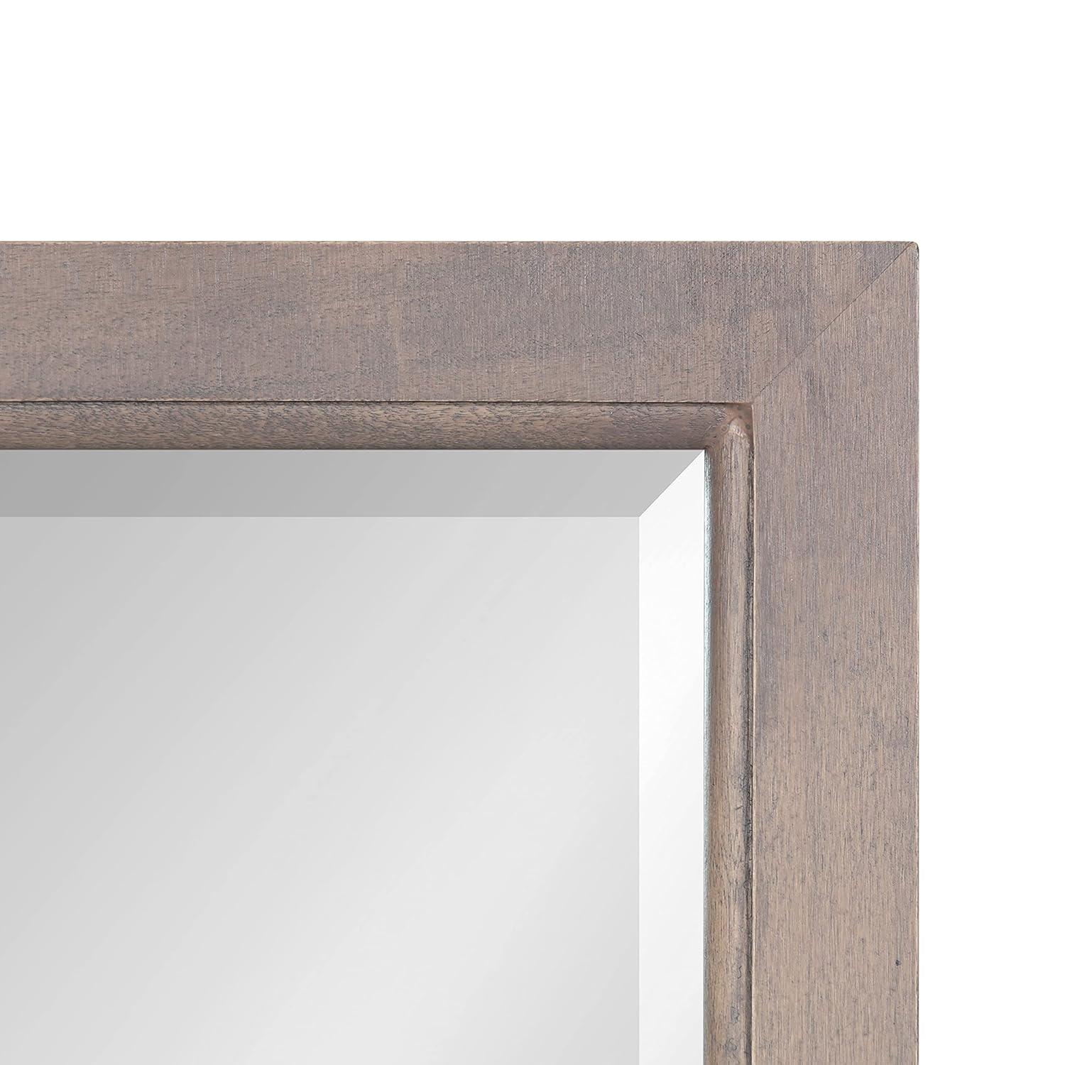18" x 24" Hogan Wood Framed Decorative Wall Mirror Walnut Brown - Kate & Laurel: Rustic Rectangular, No Assembly Required