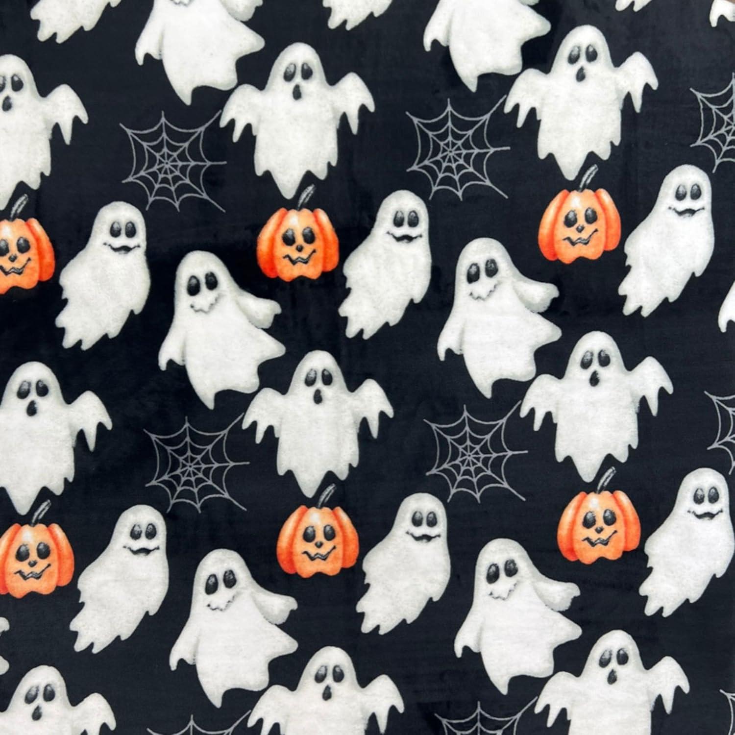 RT Designer's Collection Halloween Pumpkin Ghost Printed Flannel Throw Blanket 50" x 70" Multicolor