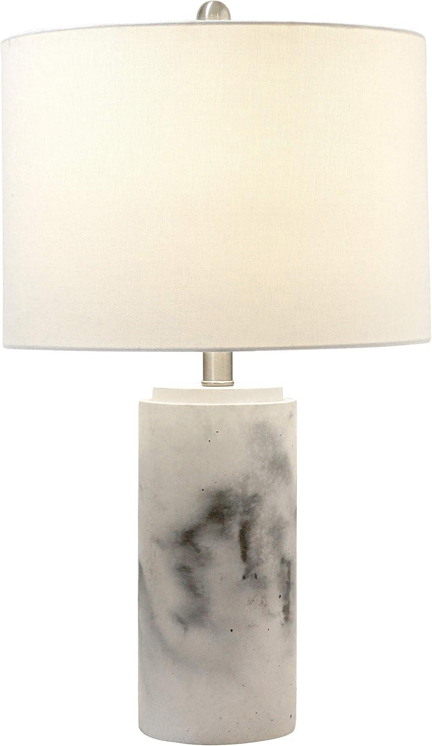 Elegant Designs Modern Marble Table Lamp with Fabric Shade