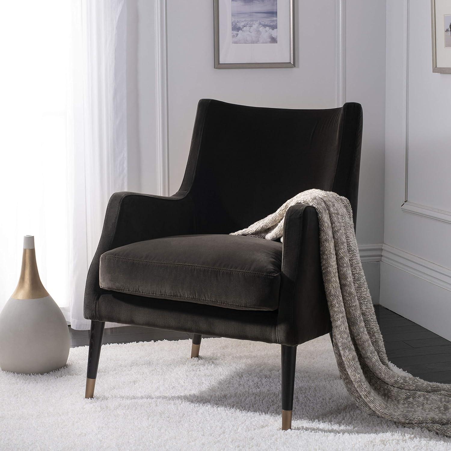 Sicily Velvet Arm Chair - Shale - Safavieh