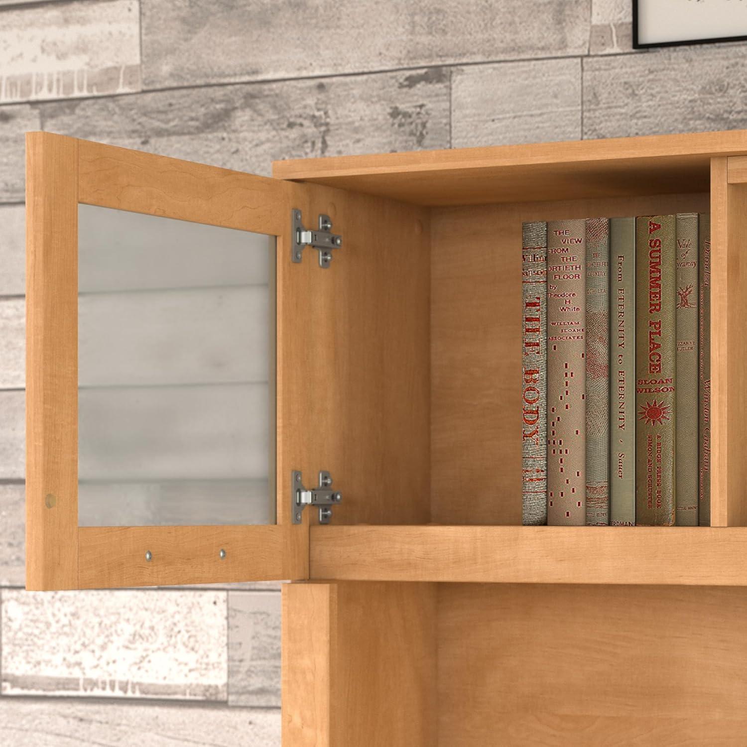 Bush Somerset 72in 2-Door Hutch with Cubbies in Maple Cross - fits on 72W L Desk or 72W Office Desk (sold Separately)