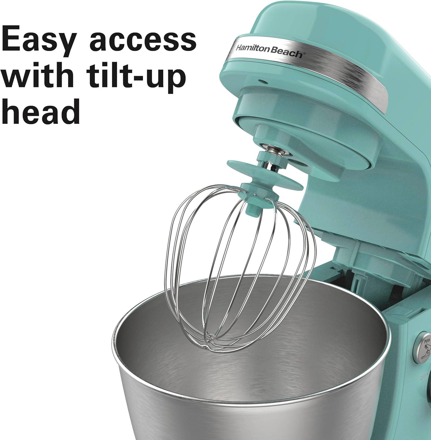 Hamilton Beach® 7-Speed 4-Quart Electric Stand Mixer with Splash Guard, Dough Hook, Flat Beater, and Whisk Attachments