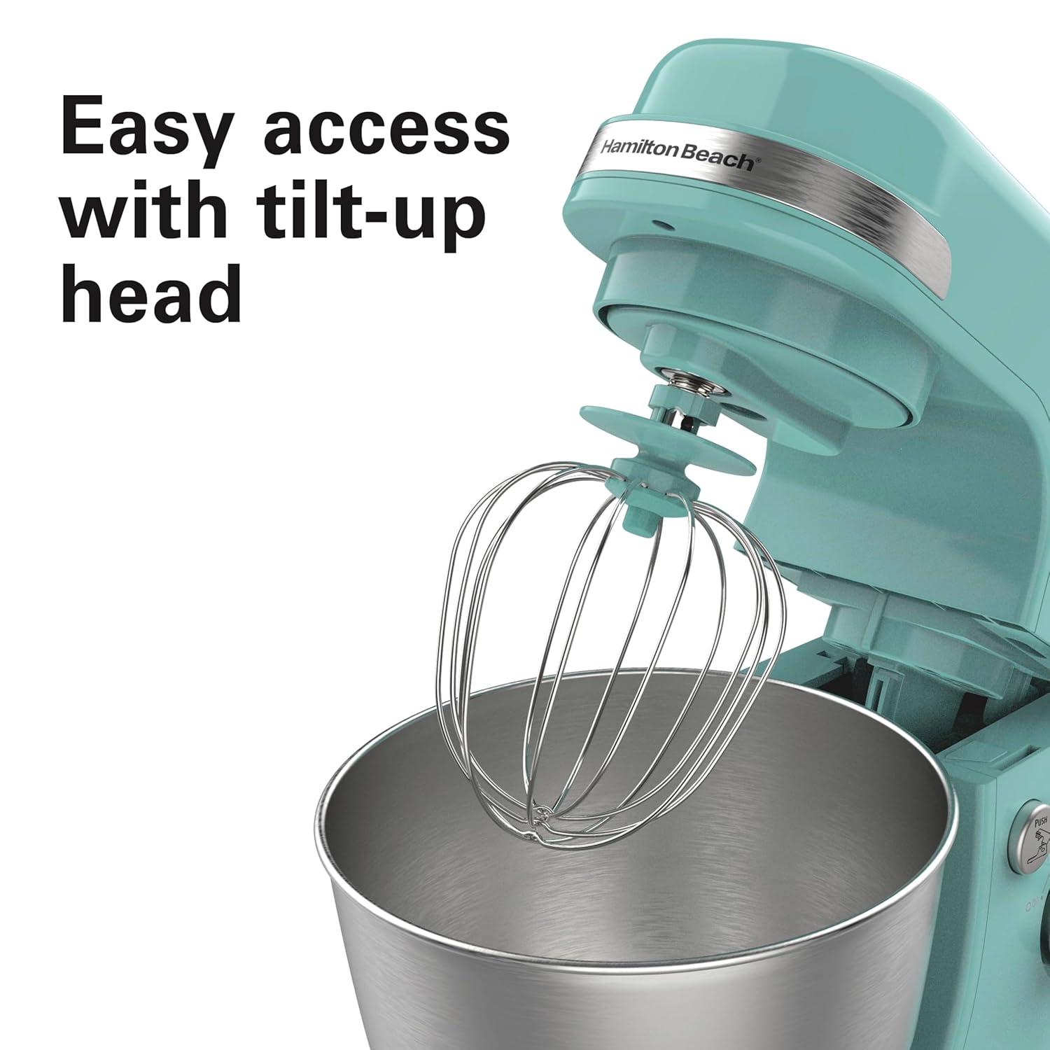 Hamilton Beach® 7-Speed 4-Quart Electric Stand Mixer with Splash Guard, Dough Hook, Flat Beater, and Whisk Attachments