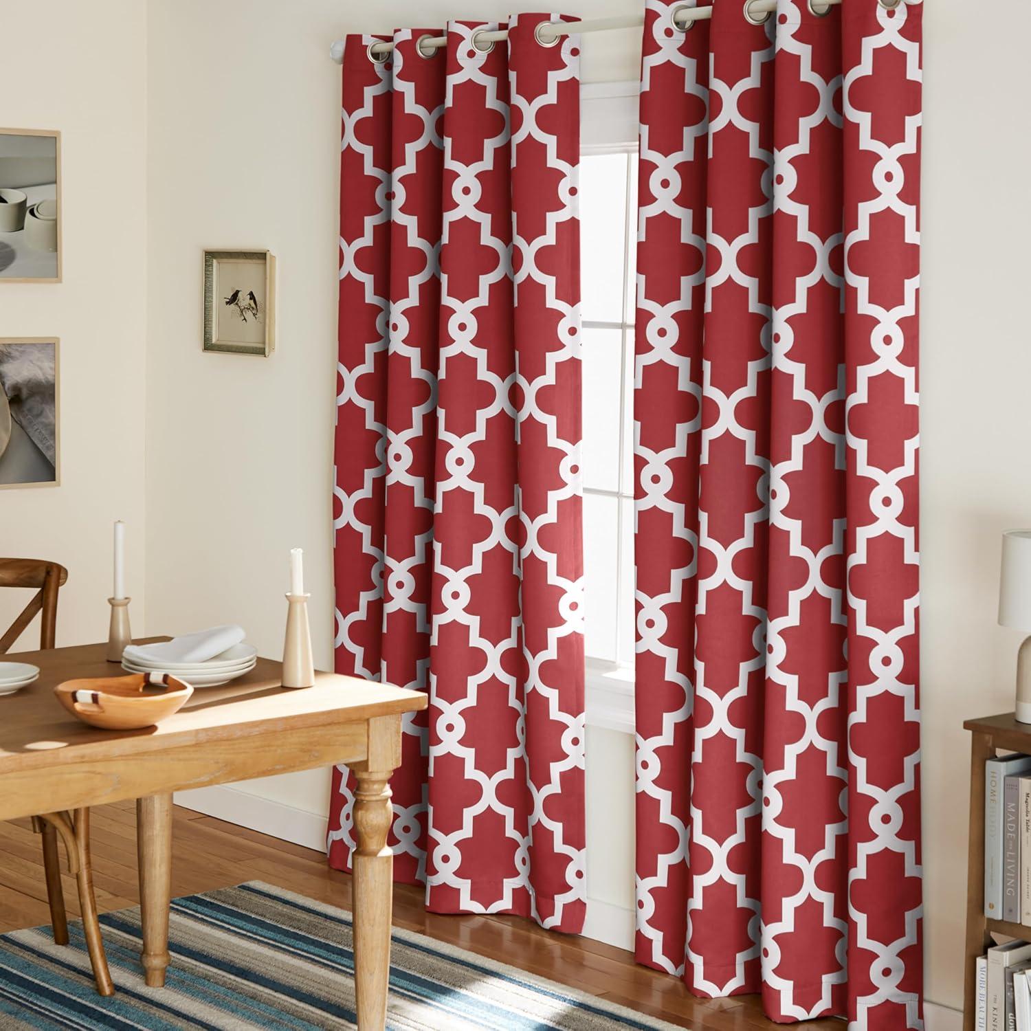 Exclusive Home Ironwork Contemporary Geometric Grommet Room Darkening Curtain Panel, 52" x 84"