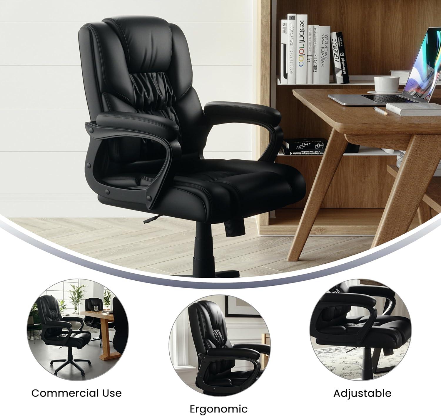 Flash Furniture Flash Fundamentals Big & Tall 400 lb. Rated LeatherSoft Swivel Office Chair with Padded Arms