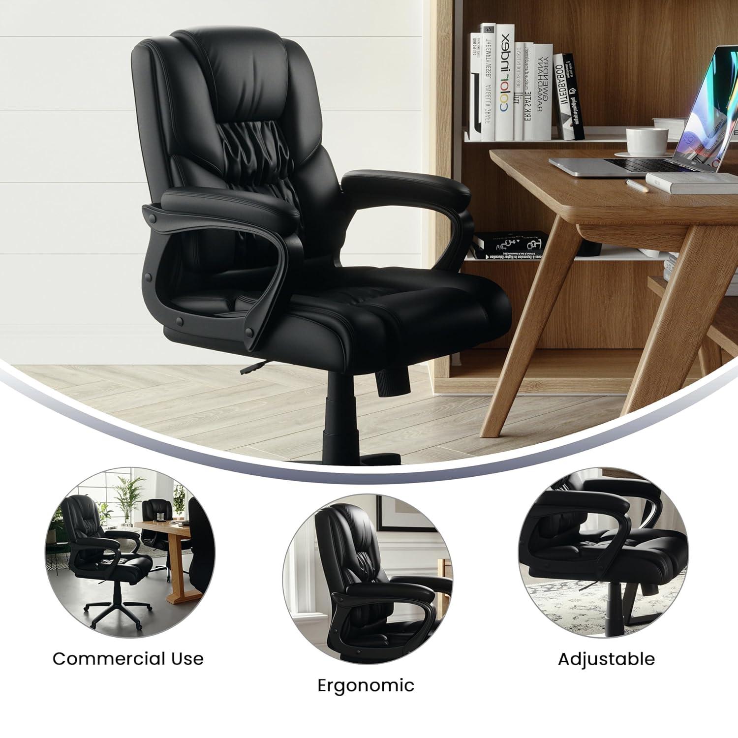 Flash Furniture Big & Tall LeatherSoft Ergonomic Office Chair with Padded Armrests
