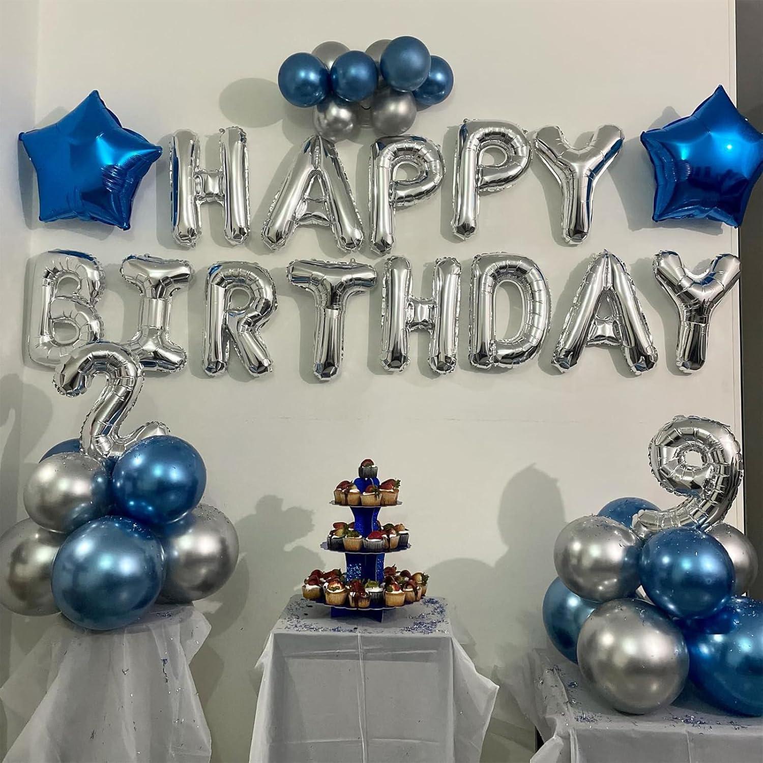 16 inch Happy Birthday Balloons Gold Balloon Banner Aluminum Foil Letters Banner Balloons for Party Supplies and Birthday Decorations