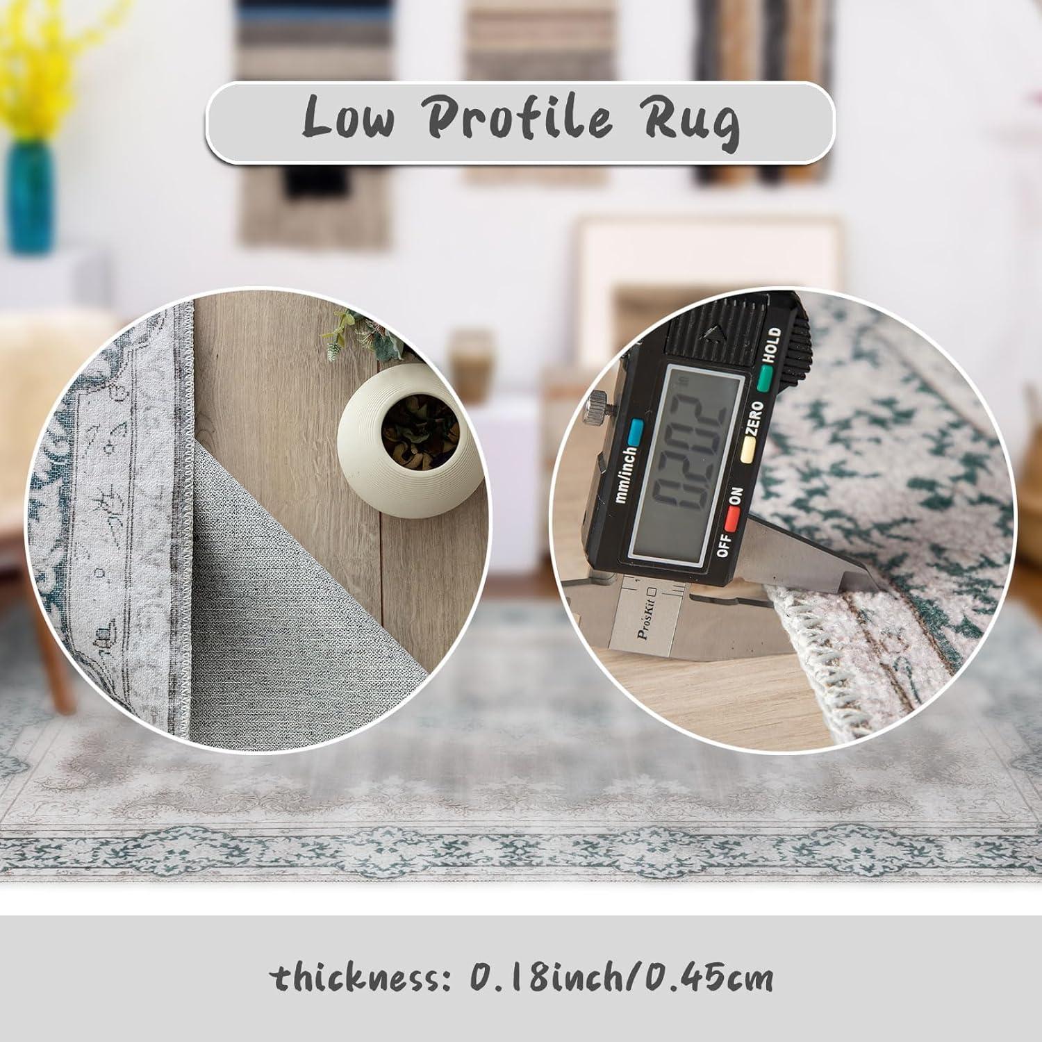 DECOMALL FEAONA Blue Oriental Machine Washable and Foldable Area Rug