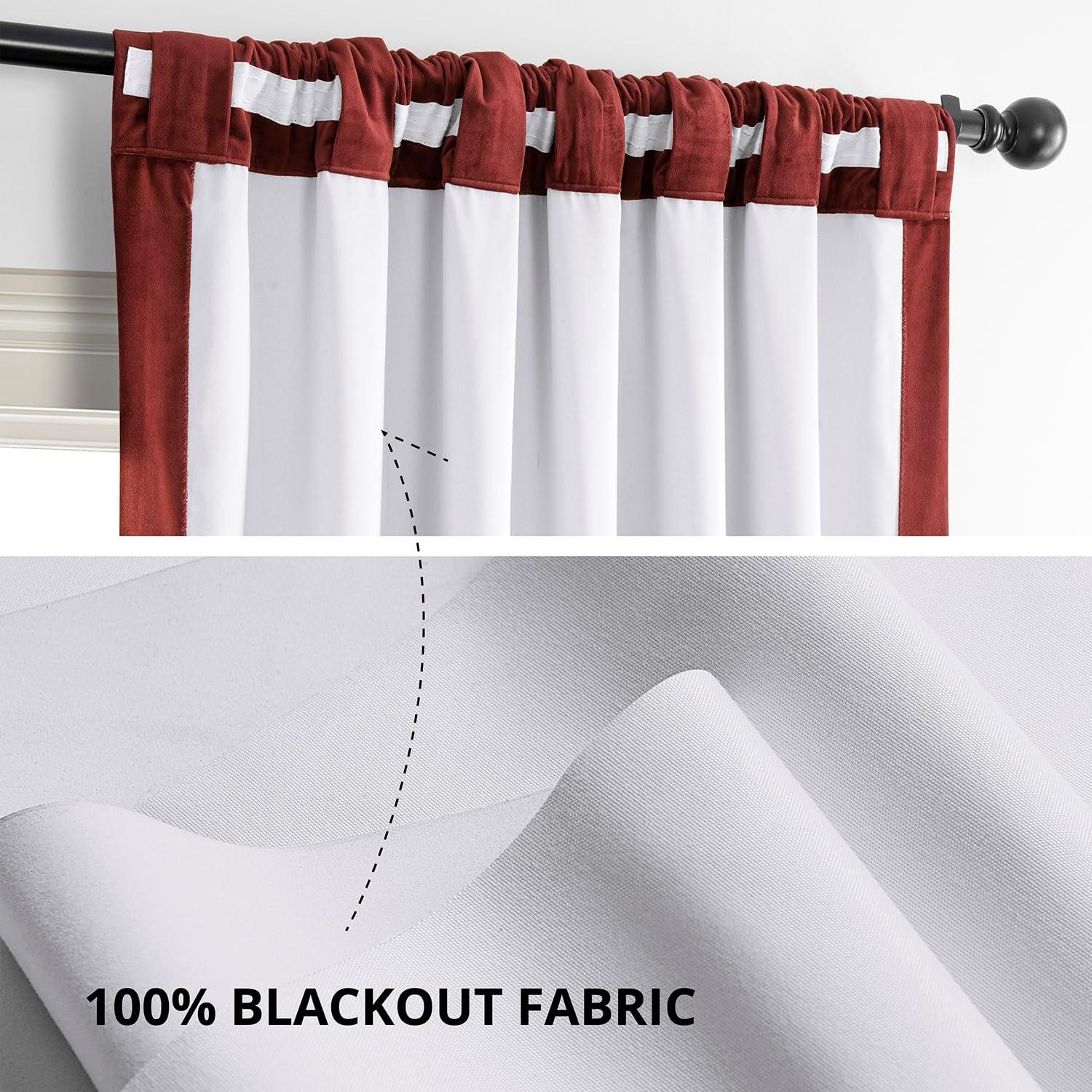 Half Price Drapes Signature Crimson Rust Velvet Blackout Curtains For Bedroom(1 Panel), 50WX 108L