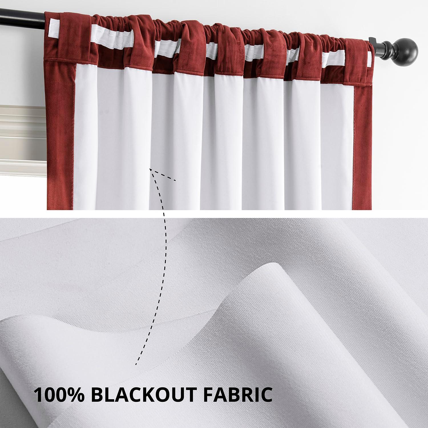 Half Price Drapes Signature Crimson Rust Velvet Blackout Curtains For Bedroom(1 Panel), 50WX 108L