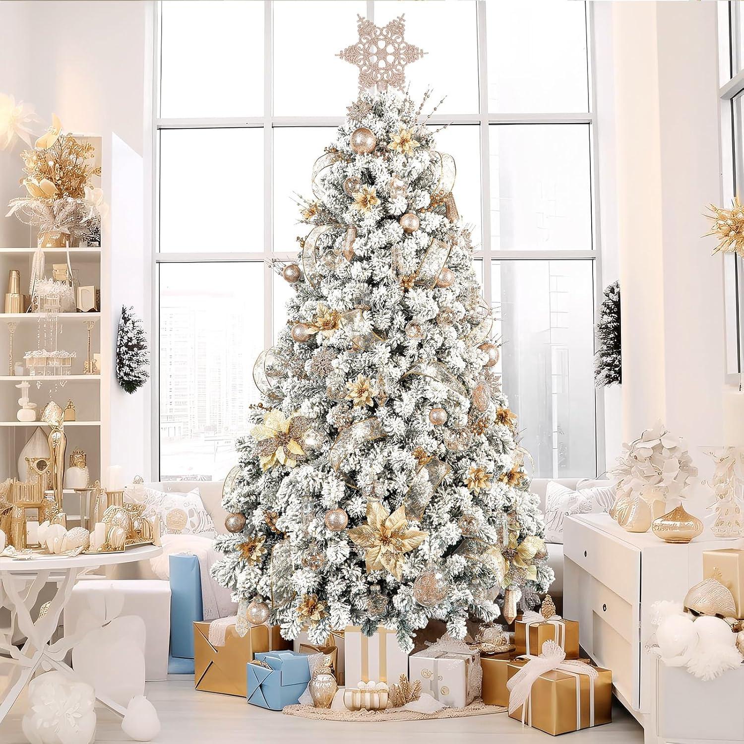SHareconn 86PCS Christmas Tree Ornaments Clear Set,Shatterproof Christmas Tree Decorations Balls for Xmas Tree Decor Holiday Wedding Party Decoration,Champagne O1