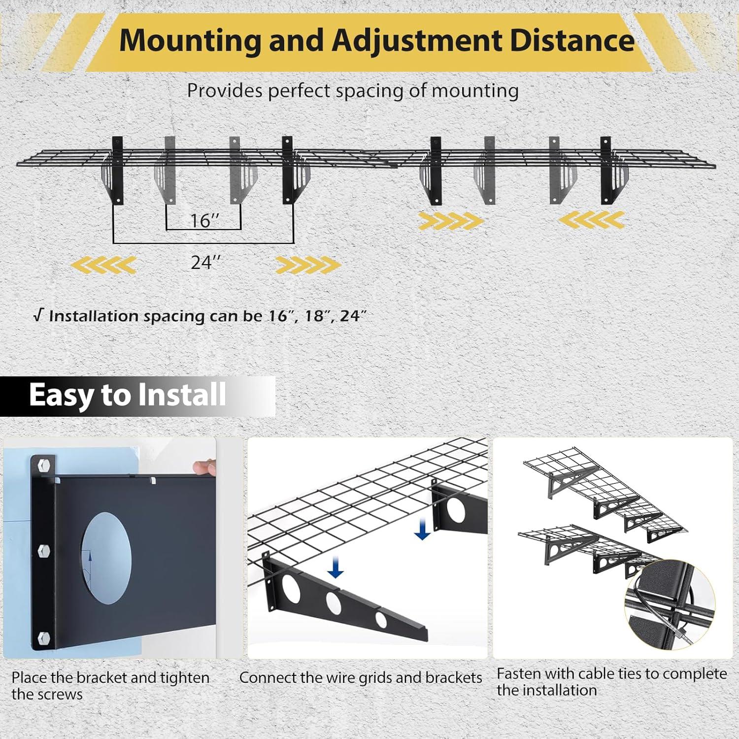 Garvee 2-Pack 1x6ft Garage Wall Shelving, Garage Storage Wall Garage Shelves for Wall Storage, 600lbs Load Capacity, 12-inch-by-72-inch