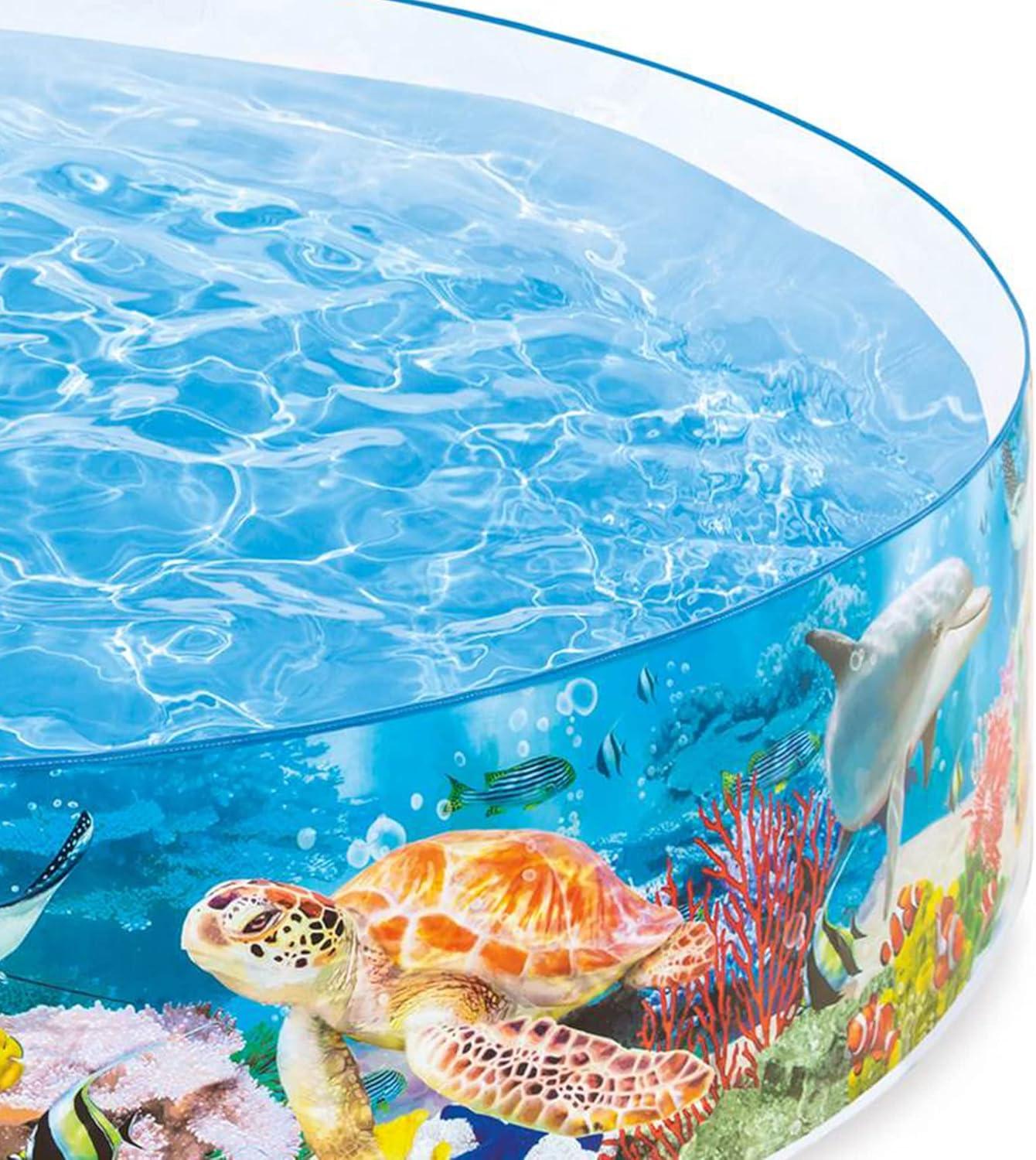 Intex Deep Sea Blue 8 feet x 18 inch SnapSet Instant Round Above Ground Swimming Kiddie Pool for Kids Ages 3 Years and Up