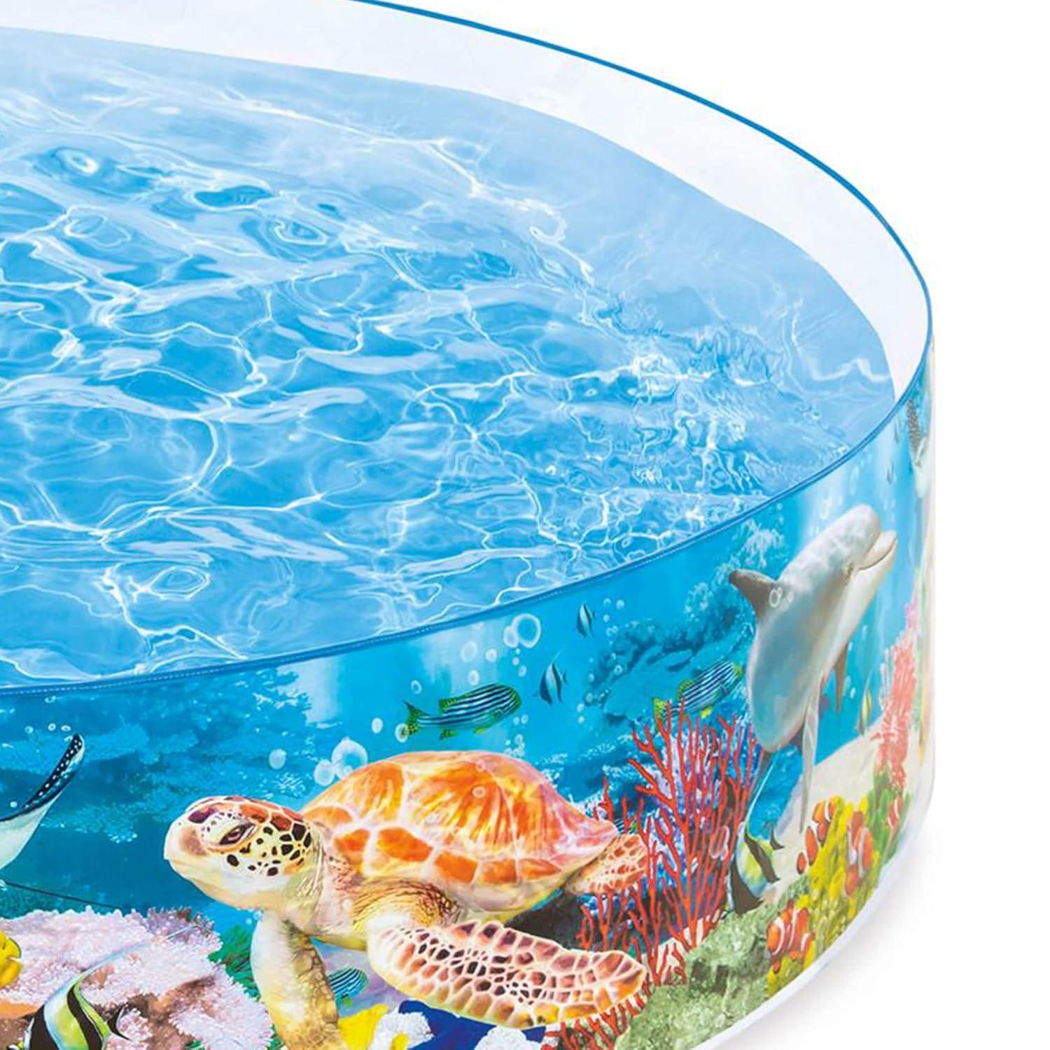 Intex Deep Sea Blue 8 feet x 18 inch SnapSet Instant Round Above Ground Swimming Kiddie Pool for Kids Ages 3 Years and Up