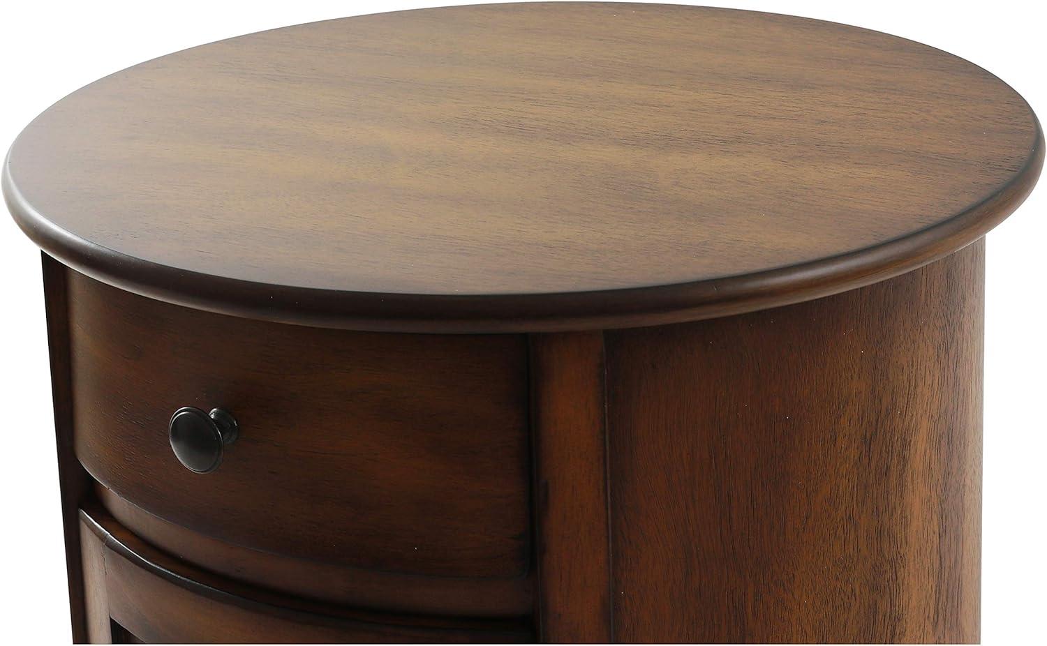 Decor Therapy Wood Keaton Round Storage Side Table, Multiple Finishes