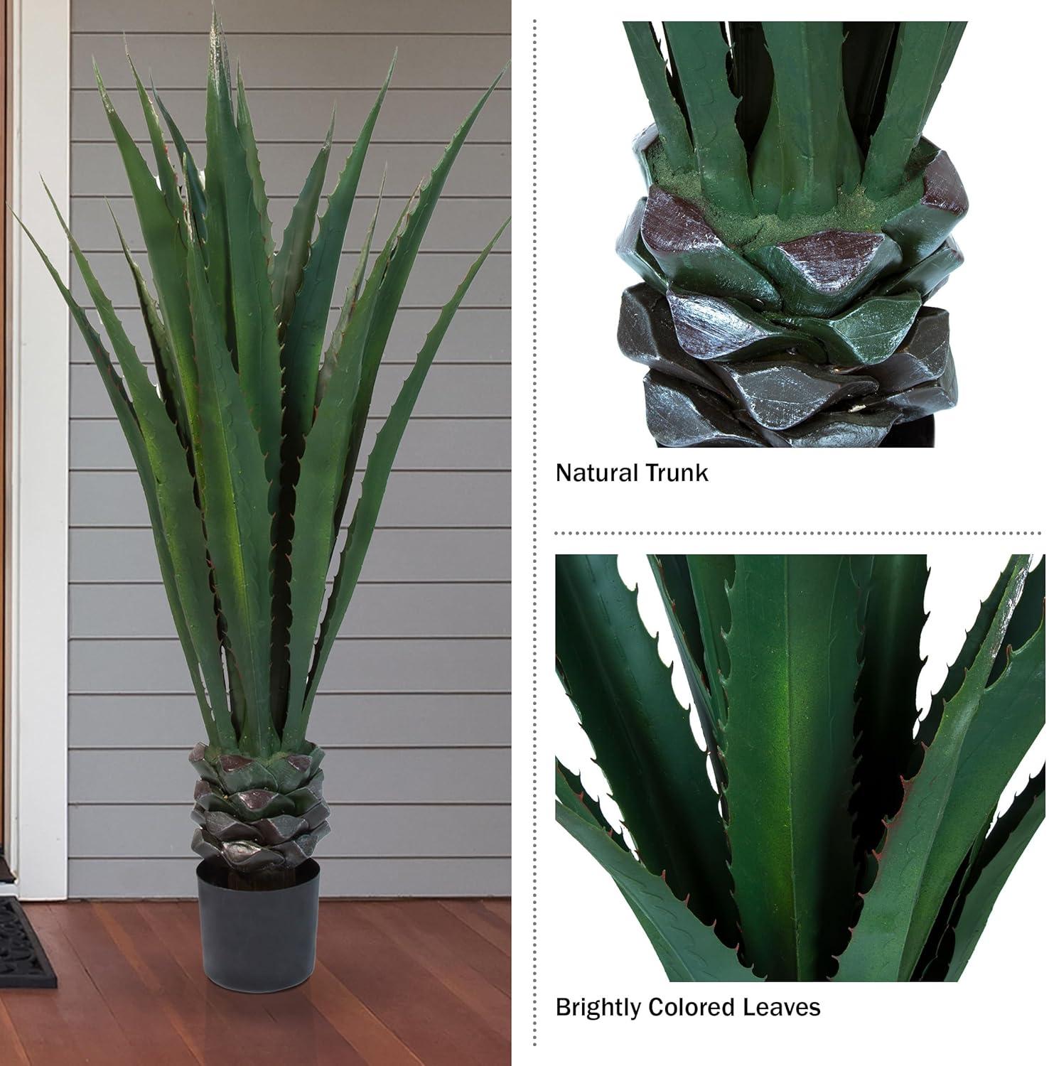 Pure Garden Set of Two 52-Inch Giant Agave Faux Plants with Pots