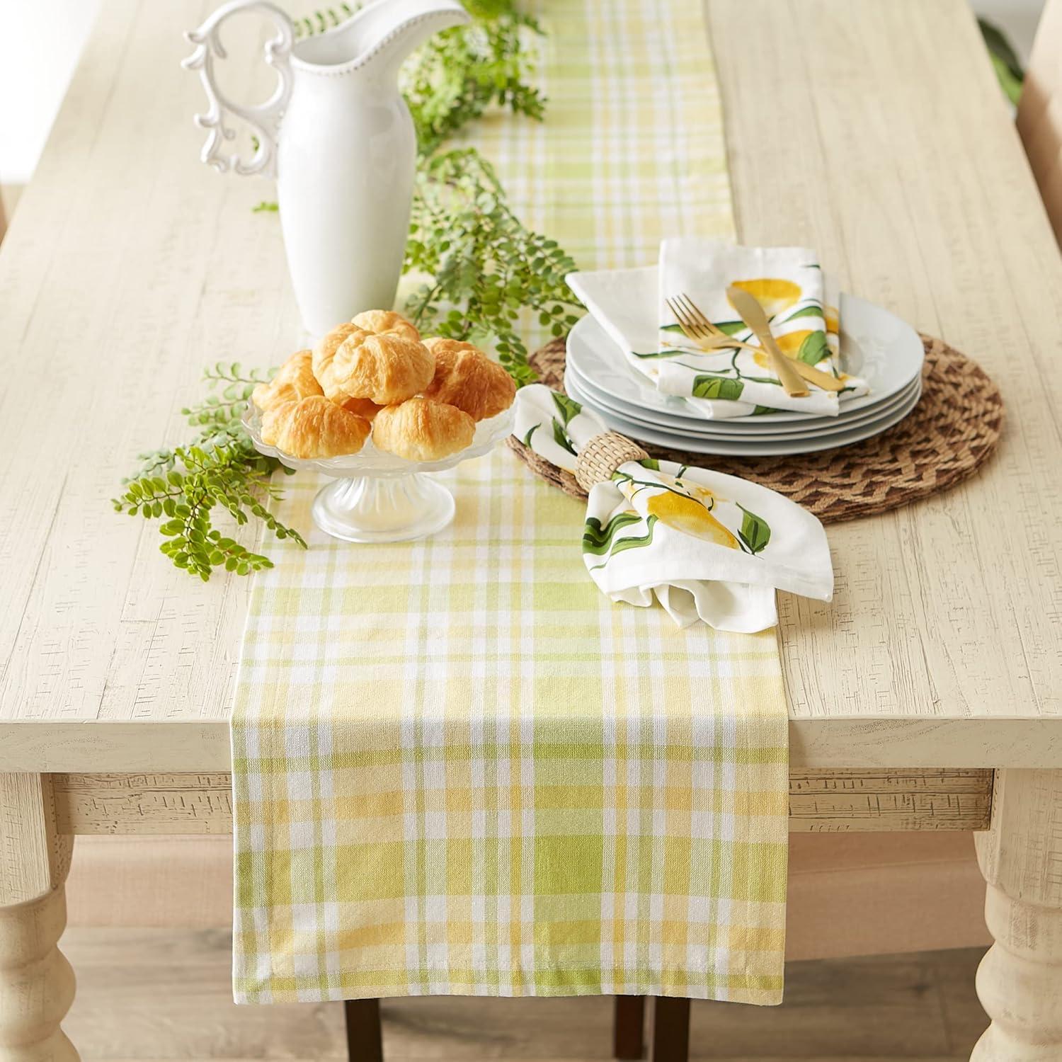 Lemon Bliss Plaid Table Runner 14x108