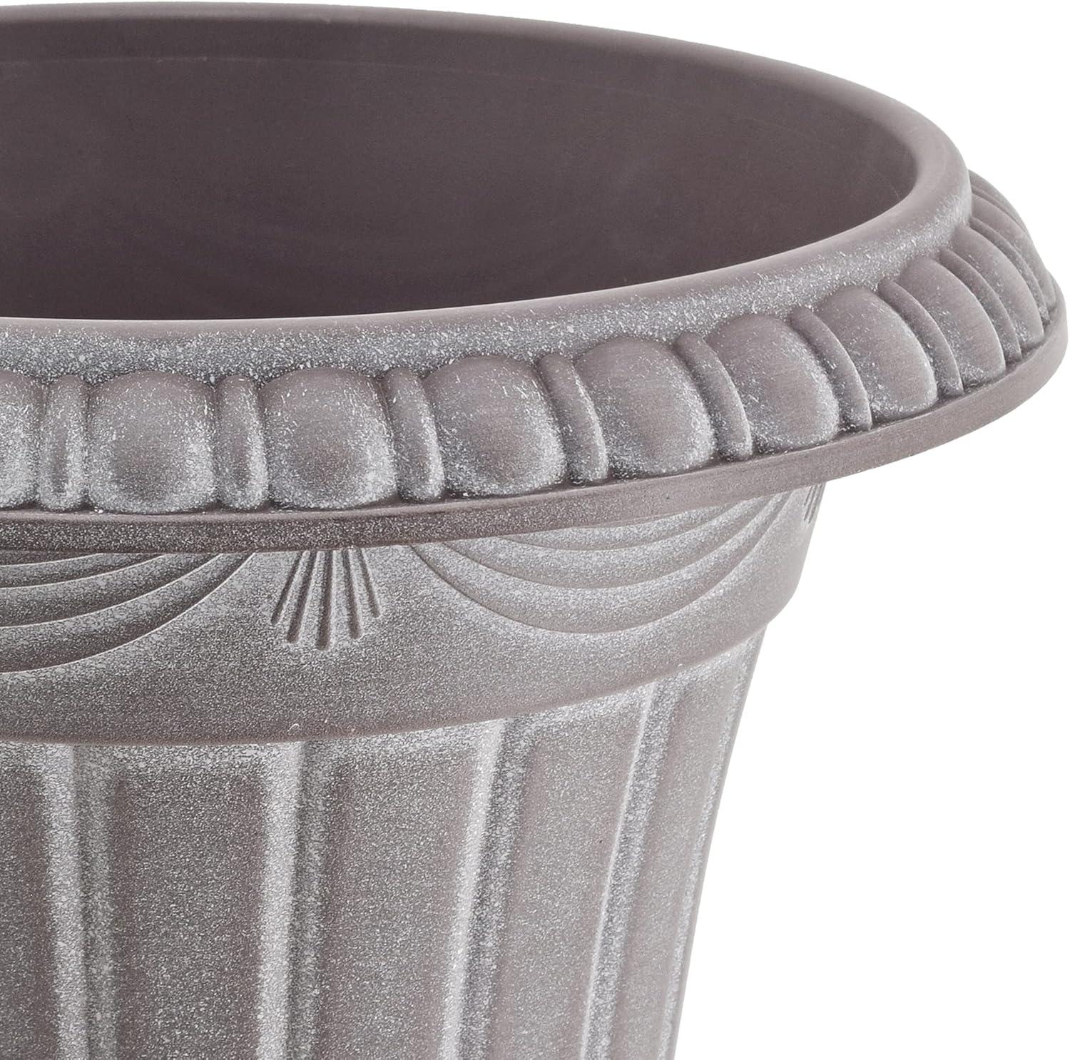 Classic Whitewash Plastic Urn Planter for Indoor/Outdoor Use