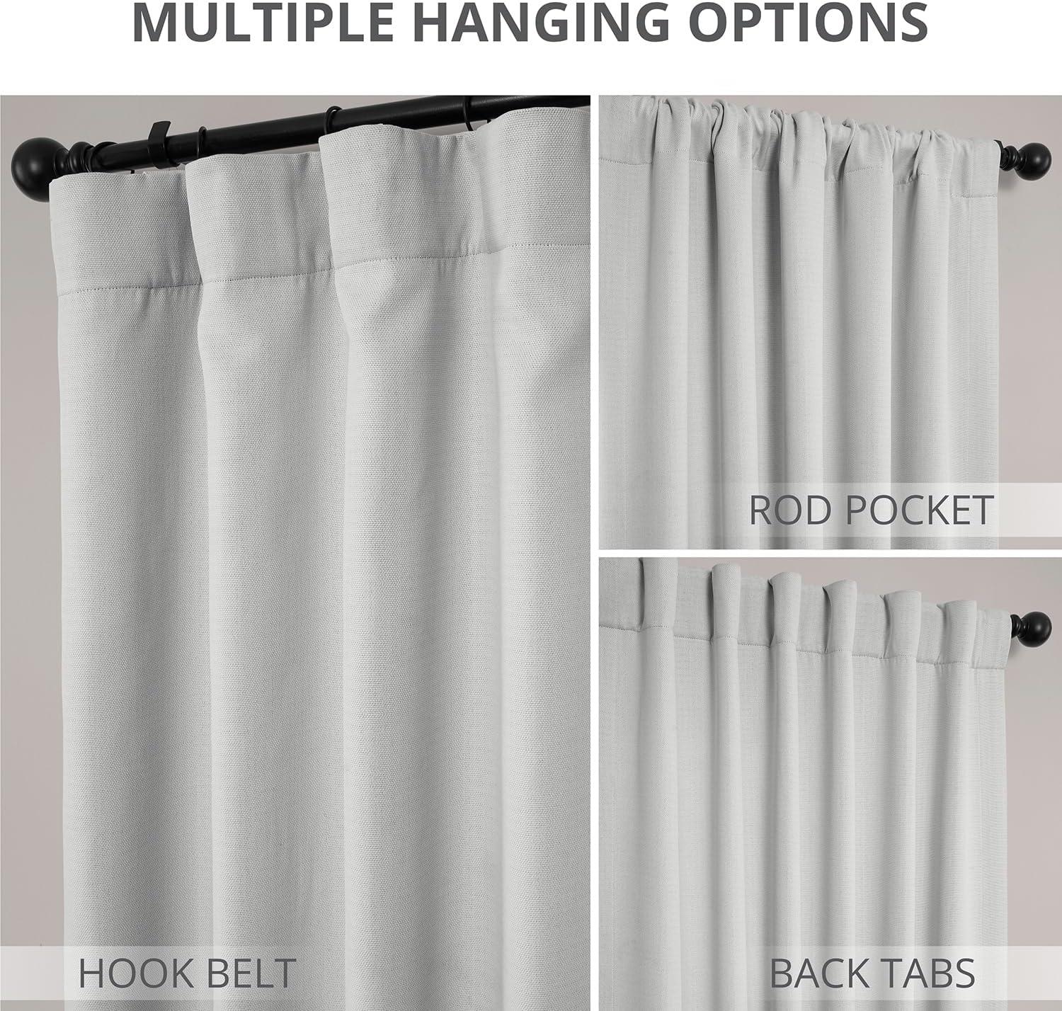 Oyster Faux Linen Room Darkening Curtain (1 Panel), Oyster, 50W X 96L