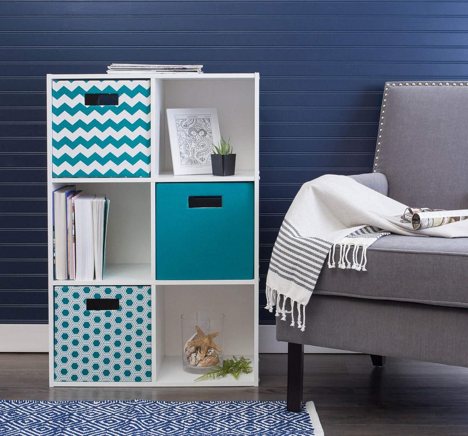 Teal Fabric Collapsible Cube Storage Bin 13x13x13