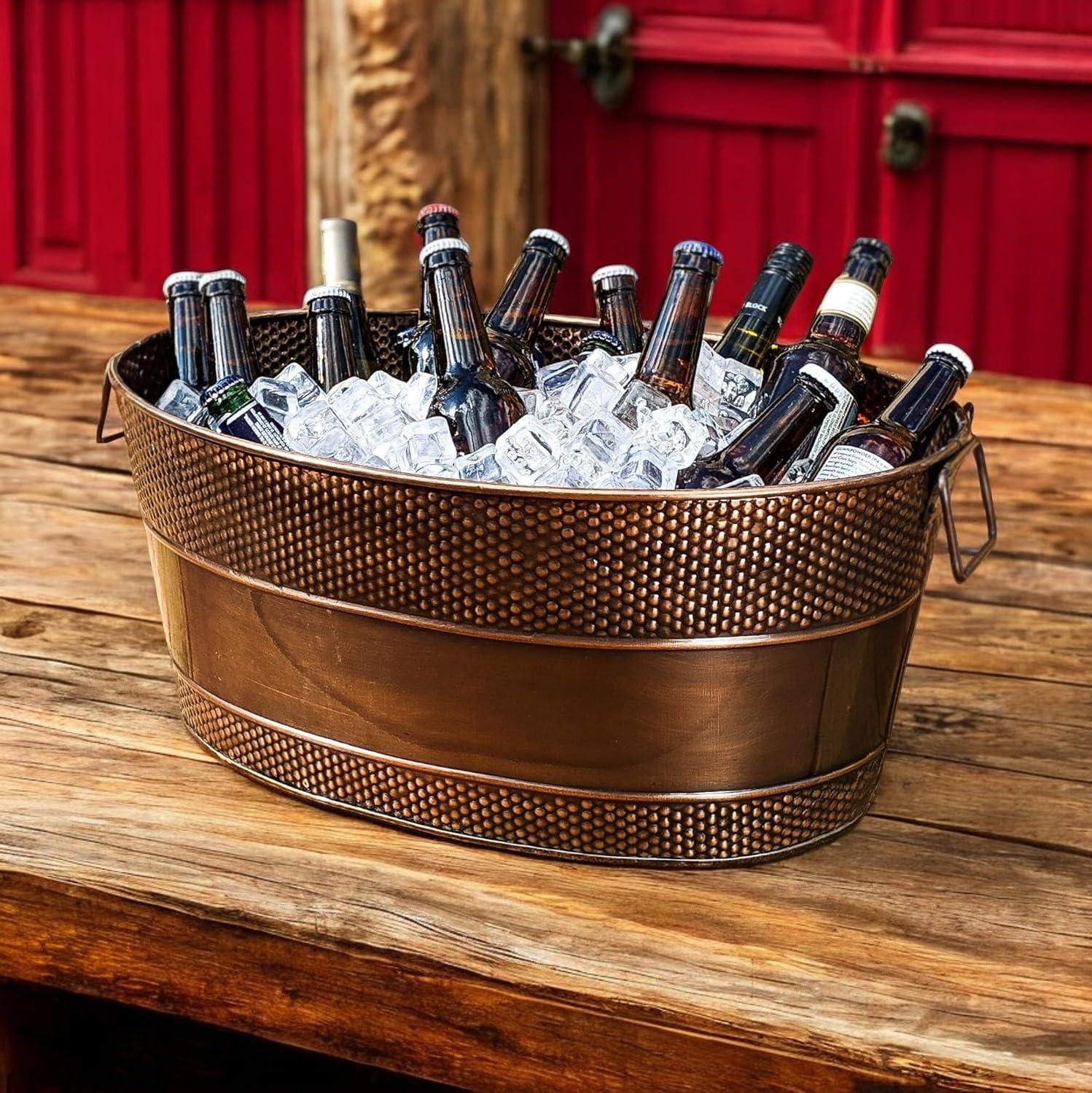 BREKX Aspen Model Large Beverage Tub & Wine Bucket in Antique Copper Finish 21"L x 14"W x 9"H