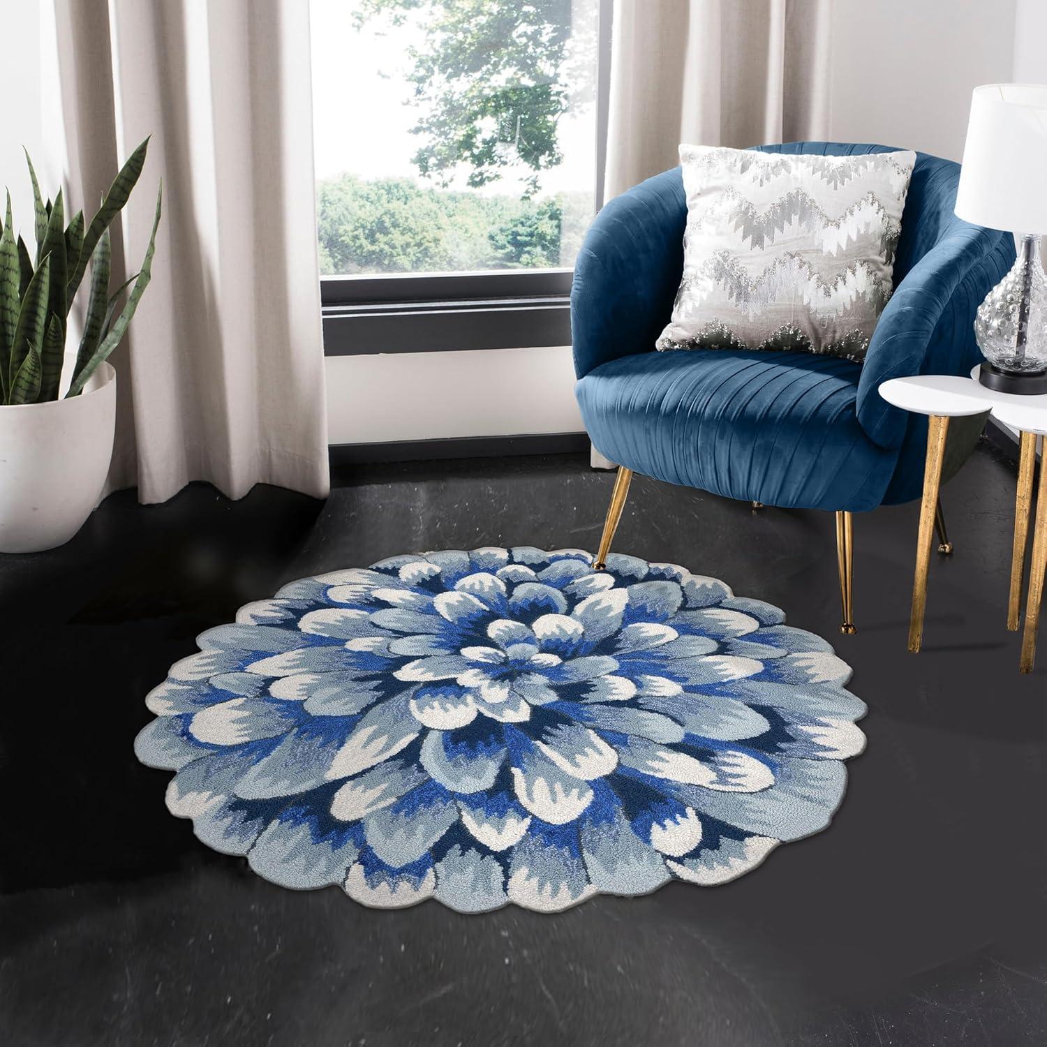 Liora Manne Frontporch Mum Indoor/Outdoor Rug Blue 3' Round