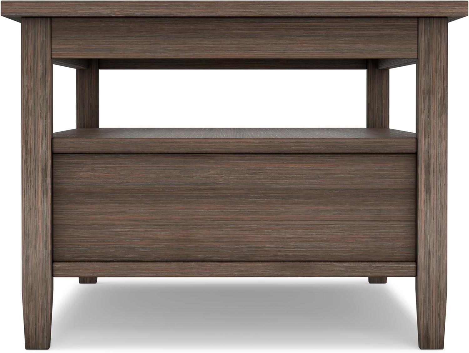 Simpli Home Warm Shaker 48"W Solid Wood Coffee Table with Two Storage Drawers and Open Shelf