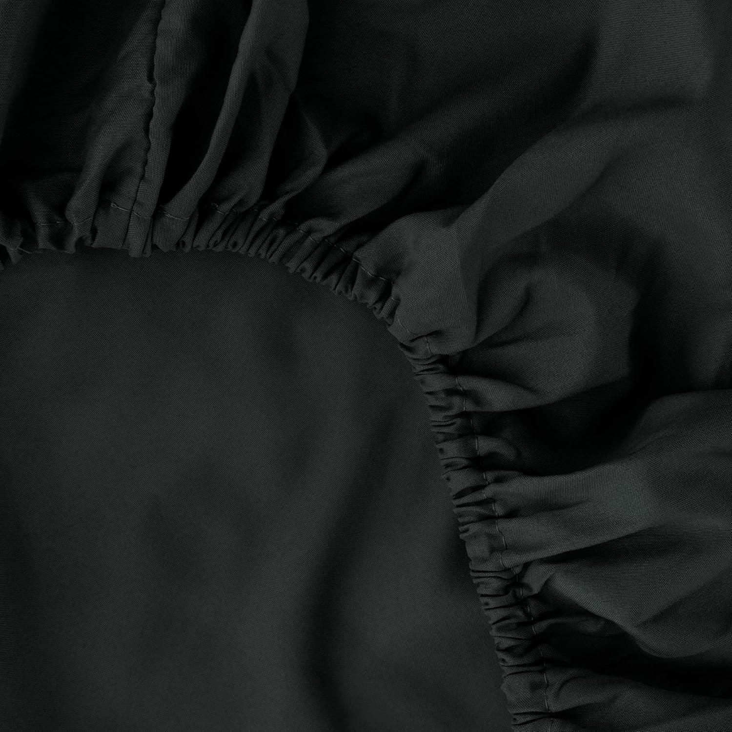 Ghooss Queen Size Sheets 4 Pieces Bed Sheet,100% Super Soft Brushed Microfiber 1800 Luxury Bedding,Deep Pocket,Wrinkle Free Fade & Stain Resistant(Black,Queen)