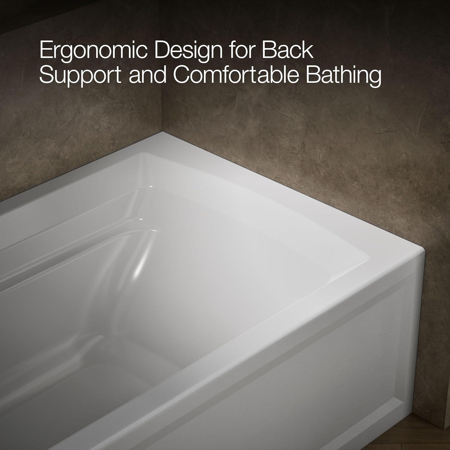 72" x 36" Acrylic Alcove Soaking Bathtub with Comfort Depth