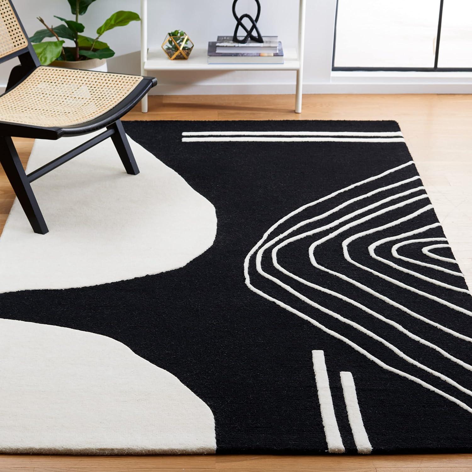 SAFAVIEH Rodeo Drive Dusan Abstract Area Rug, Black/Ivory, 3' x 5'