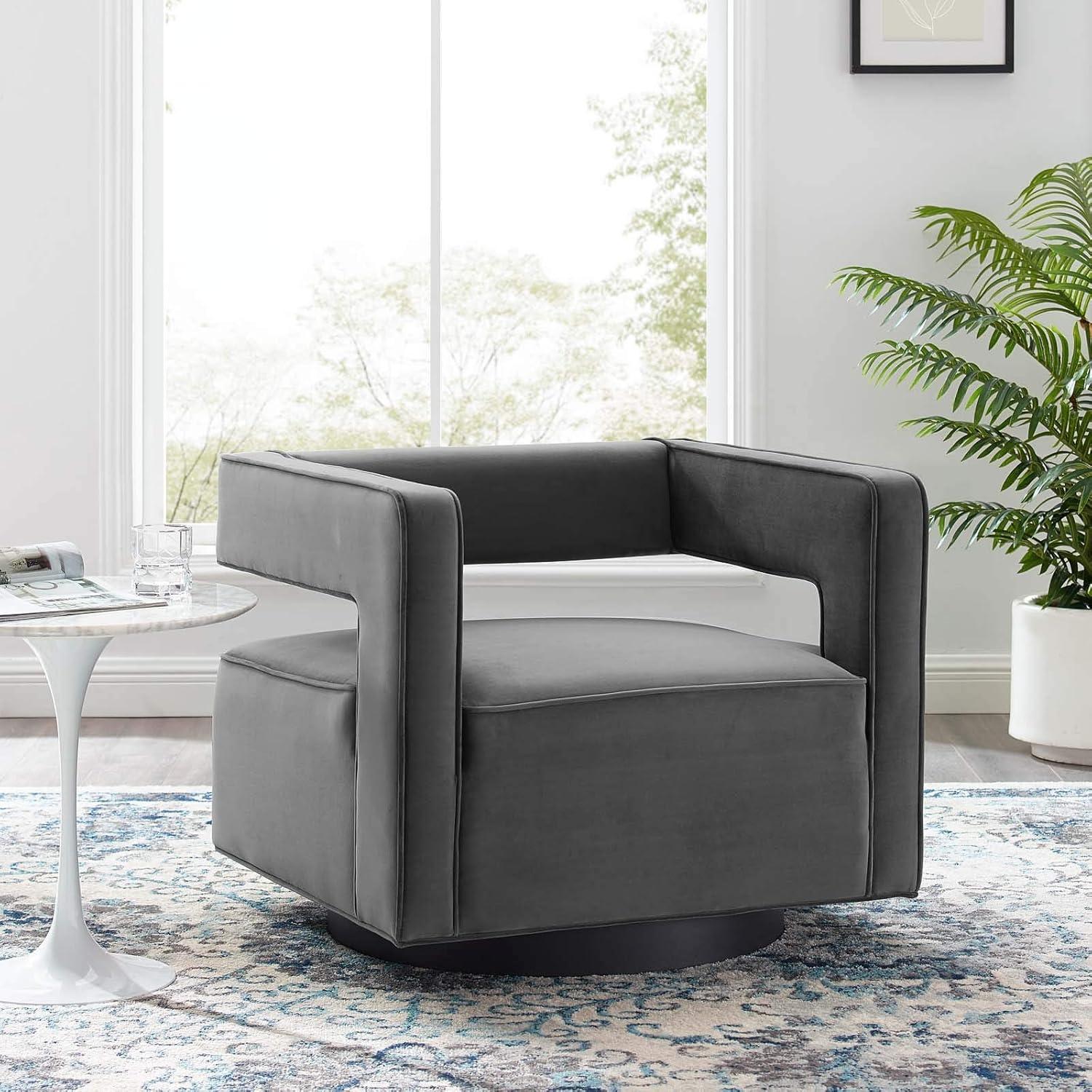 Booth Performance Velvet Swivel ArmchairGray