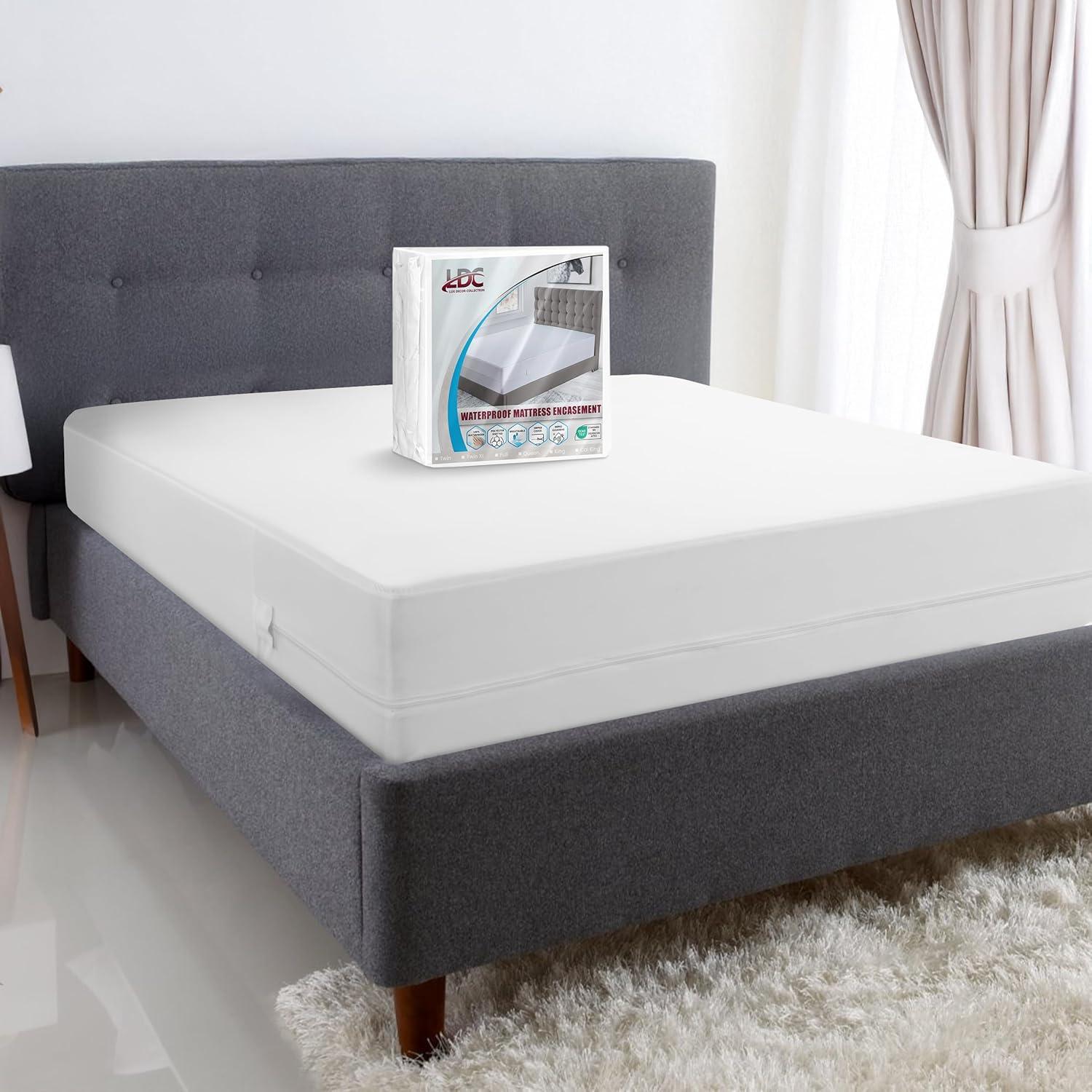 Lux Decor Collection Waterproof Zipper Encasement for Mattress Bed Bug Resistant & Hypoallergenic
