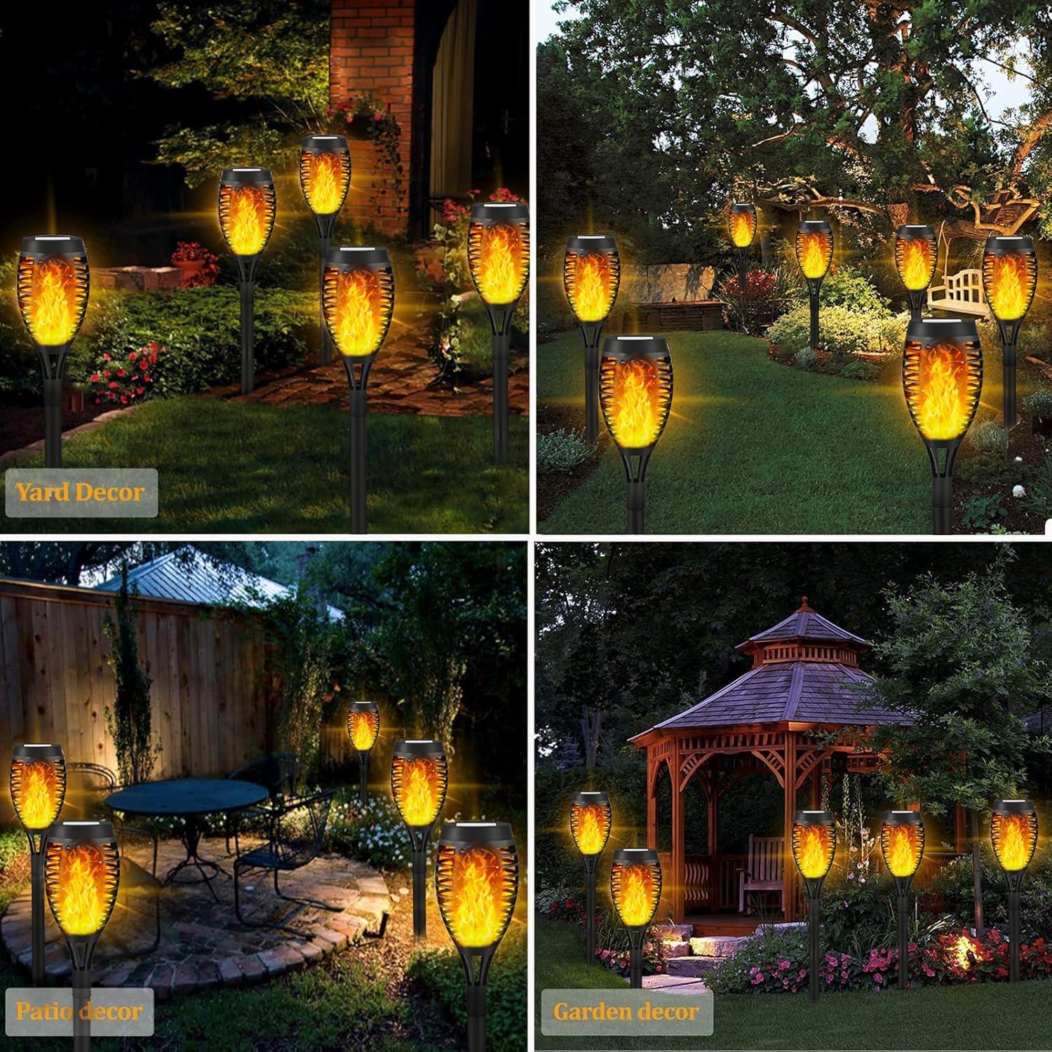 Solar Lights for Outdoor Torch Path Decor Landscape Lighting, Flickering Flame Waterproof 8 Pack