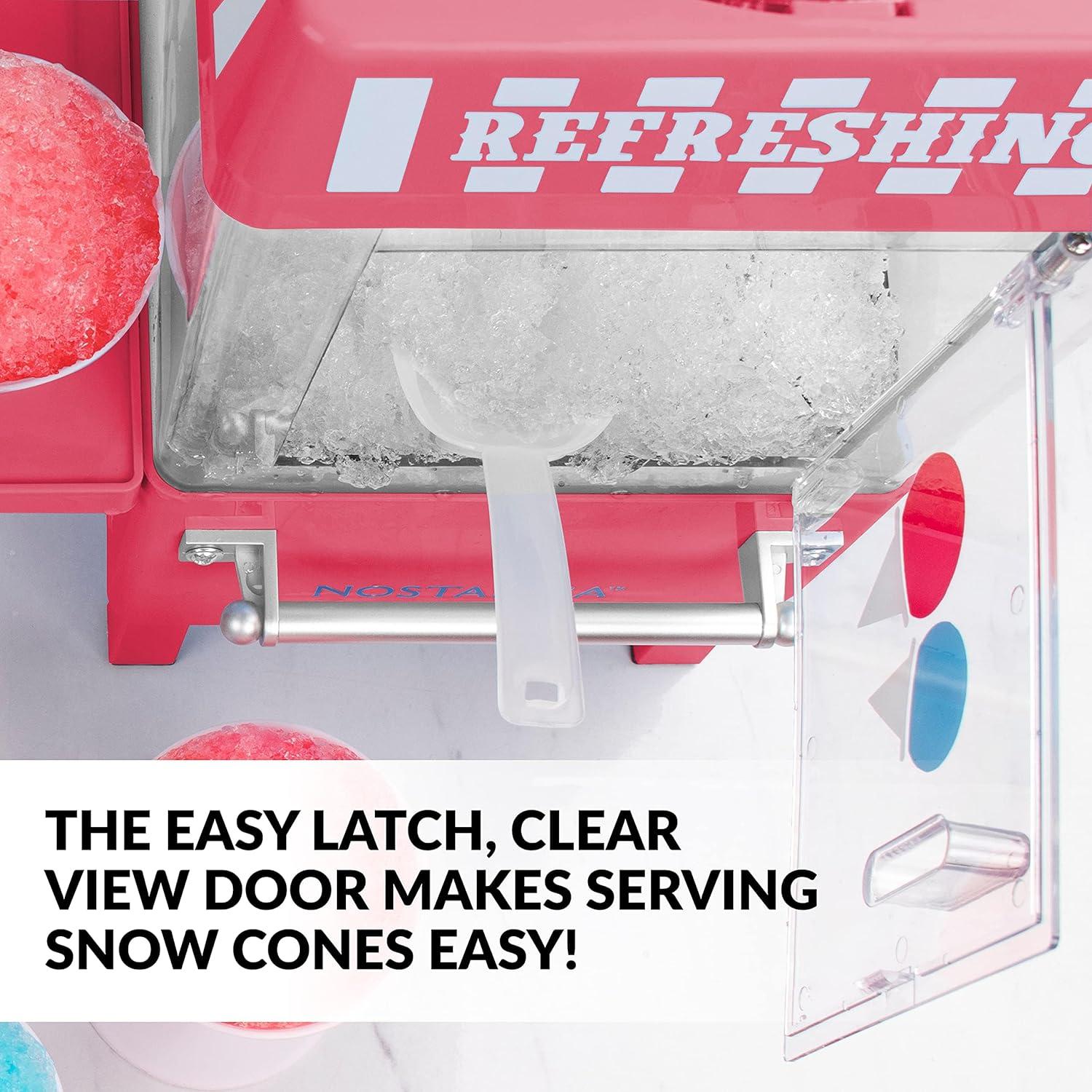 Nostalgia SCM525RD Vintage Countertop Snow Cone Maker Makes 20 ICY Treats Includes 2 Reusable Plastic Cups & Ice Scoop, Regular, Red