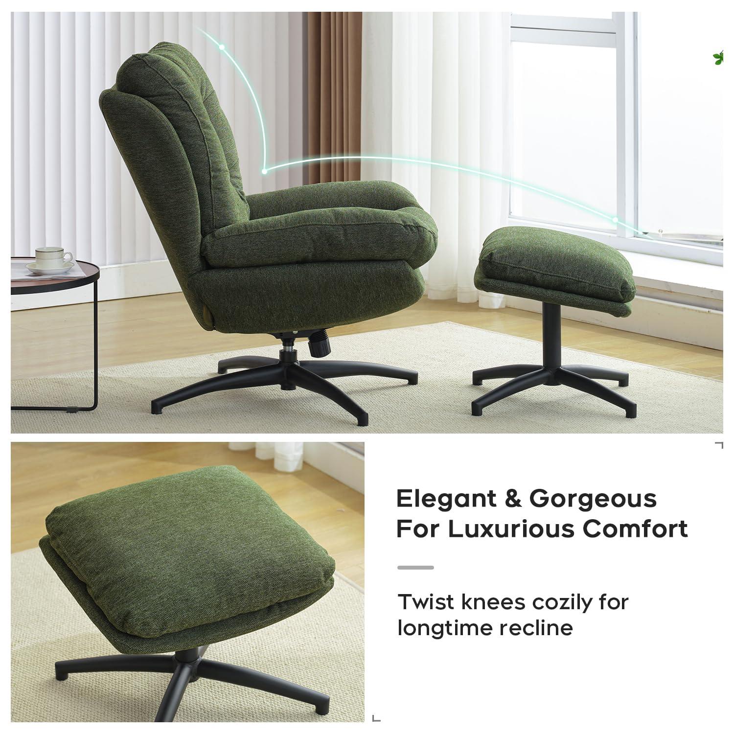Othniel Green Swivel Accent Chair with Ottoman Rocker Glider Chairs Ottoman Footrest Set