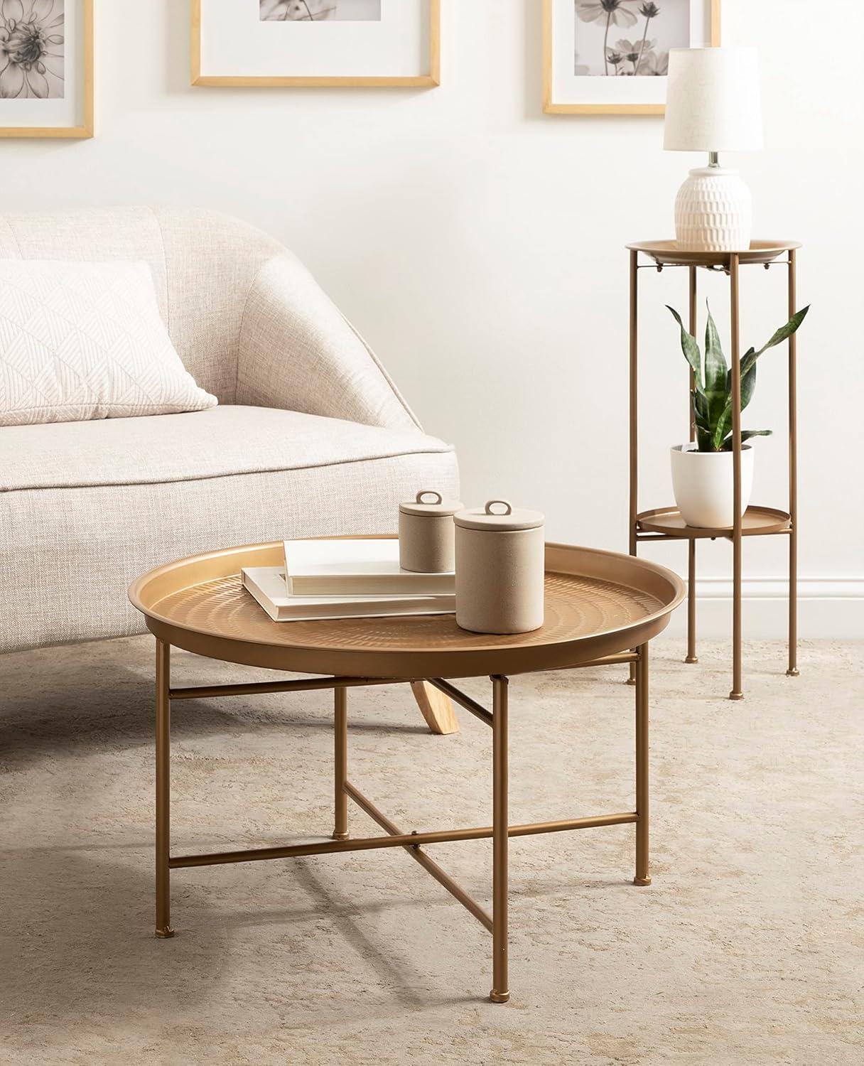 Kate and Laurel Mahdavi Round Metal Coffee Table