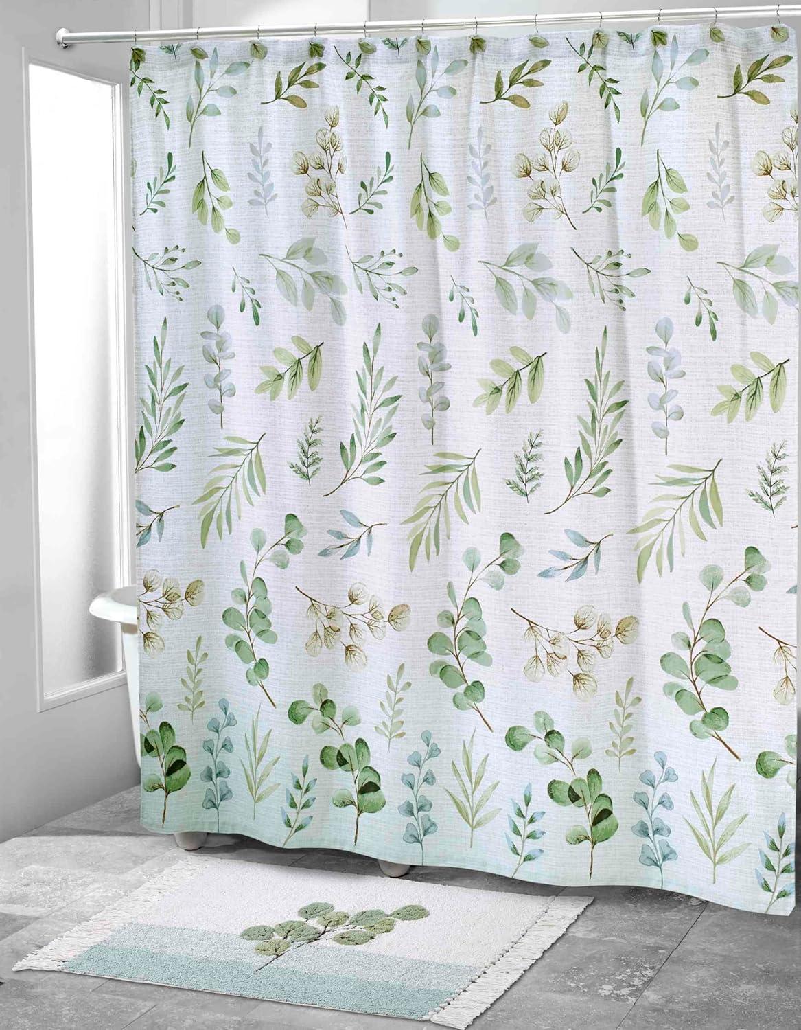 Avanti Linens Ombre Leaves Shower Curtain & Hook Set