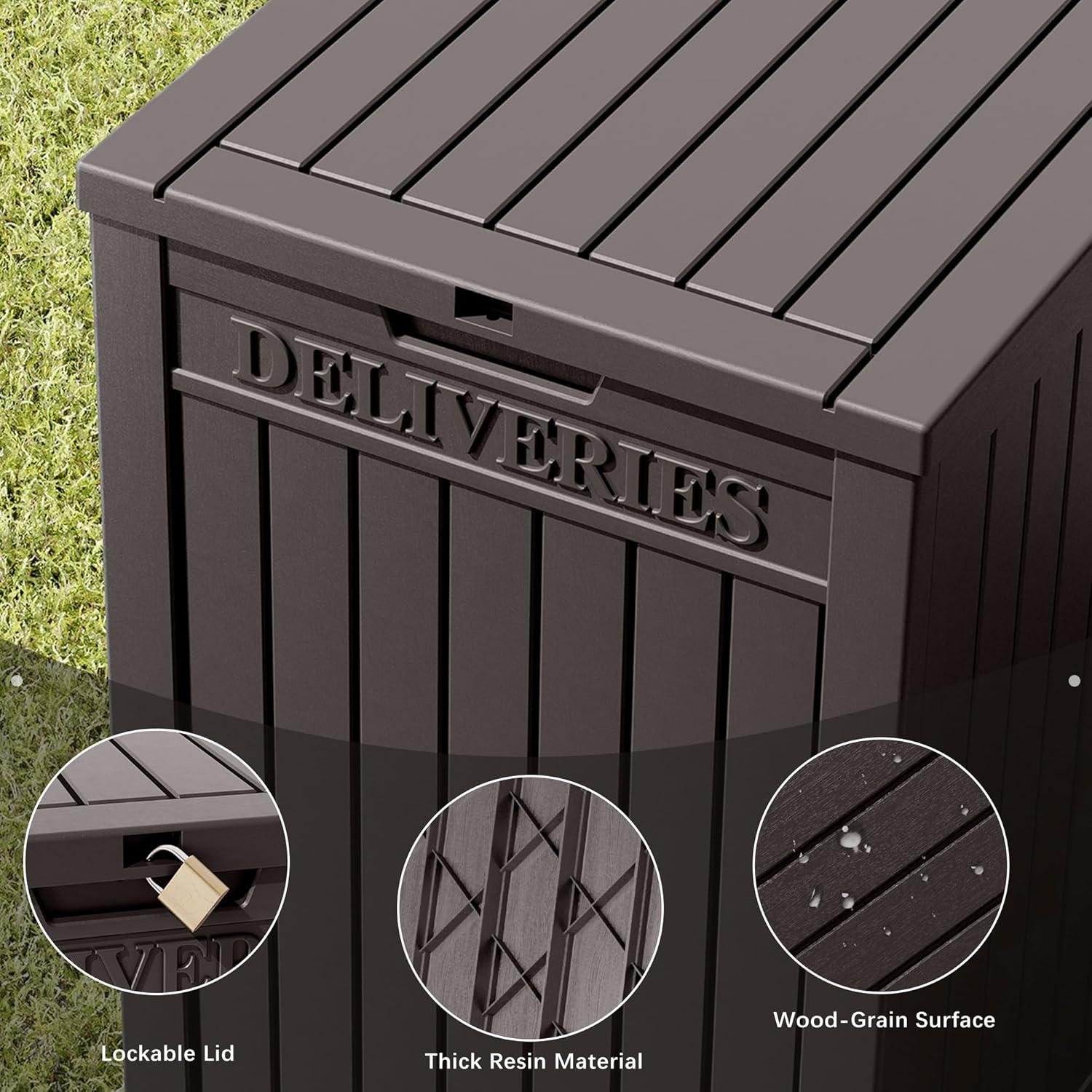 48 Gallon Dark Brown Lockable Resin Deck Box